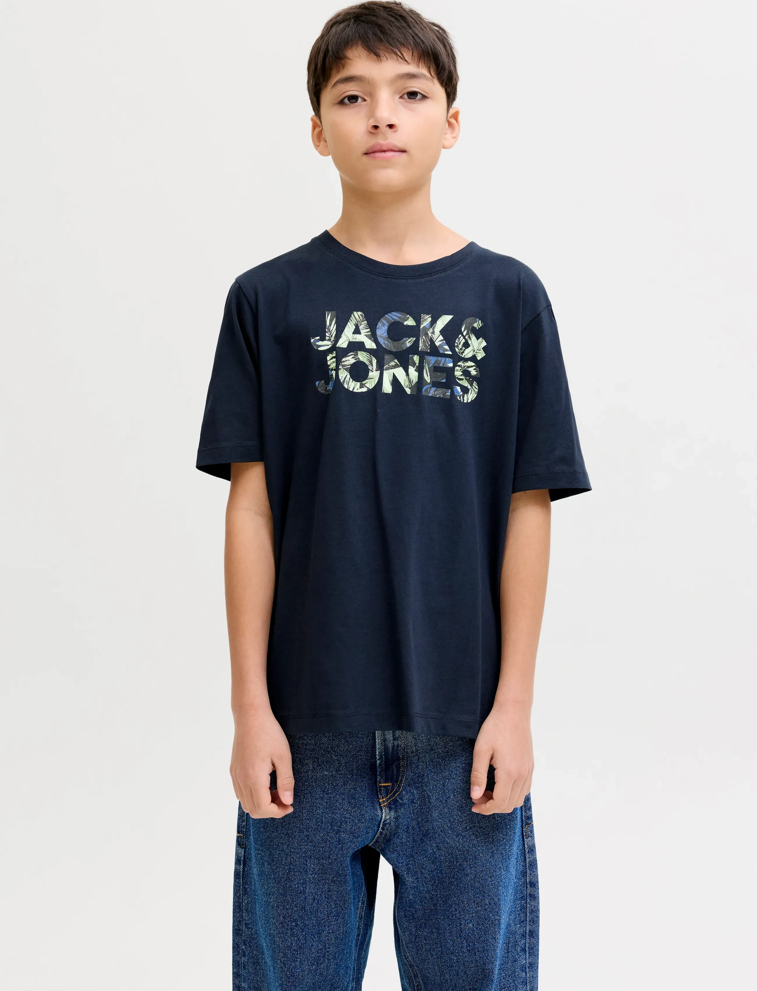 Jack & Jones JJEJEFF LOGO TEE SS SN JNR - Lyhythihaiset t-paidat - SKY CAPTAIN / navy