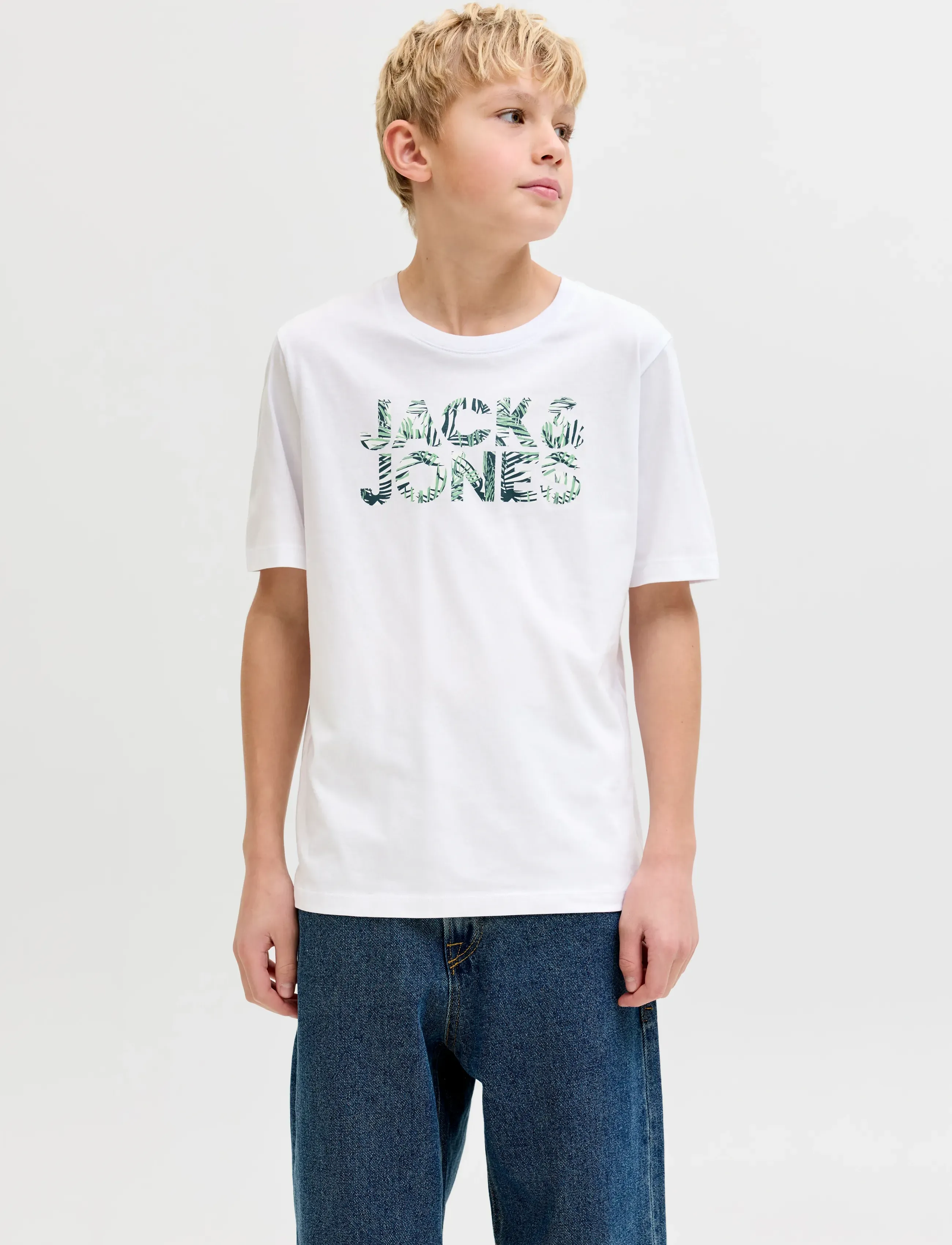 Jack & Jones JJEJEFF LOGO TEE SS SN JNR - Lyhythihaiset t-paidat - WHITE / white