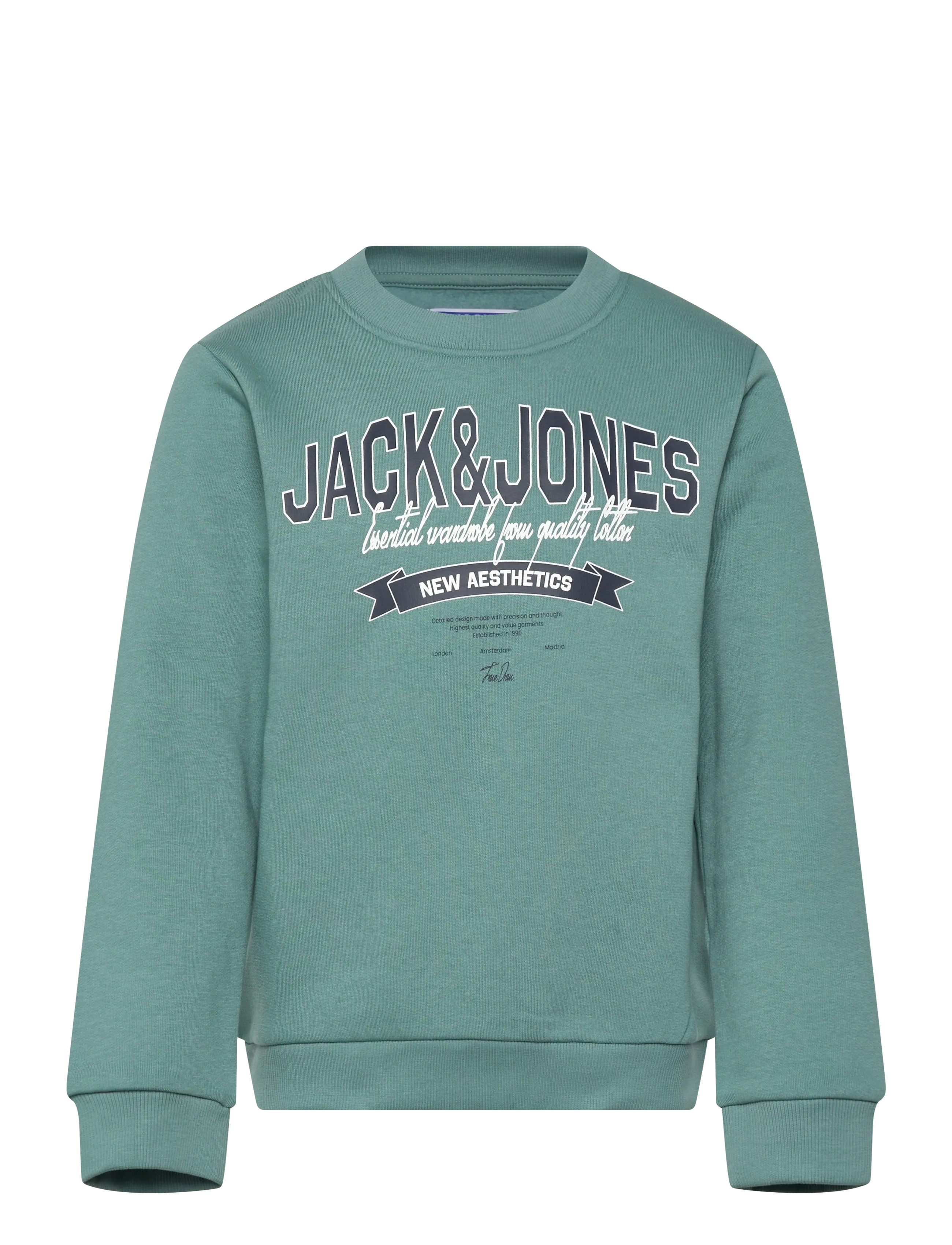 Jack & Jones JJELOGO SWEAT CREW NECK 2COL SS26 SN MNI - Jack & Jones - MINERAL BLUE / green