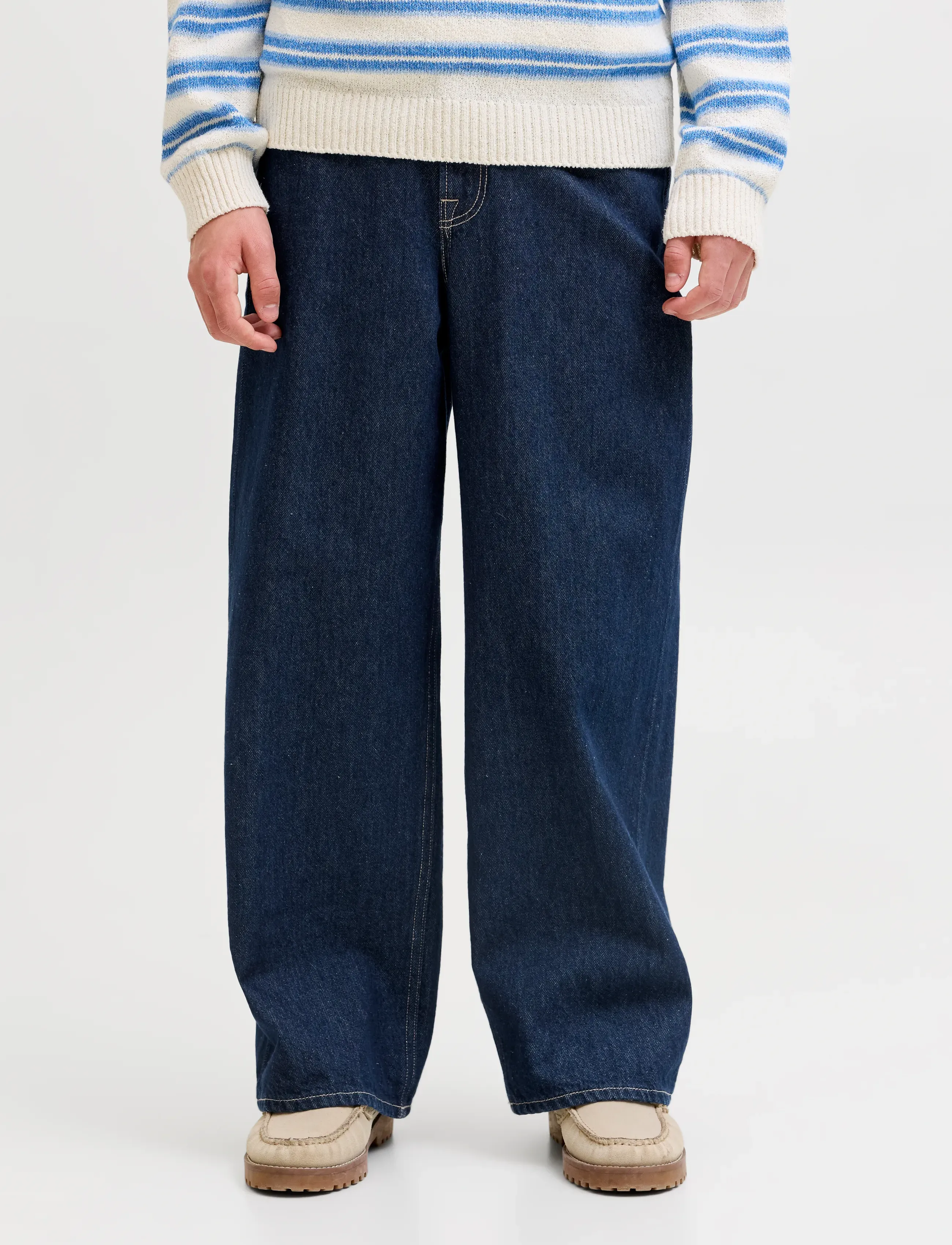 Jack & Jones JJIDAVE JJORIGINAL NS 201 SN JNR - Wide leg jeans - BLUE DENIM / navy