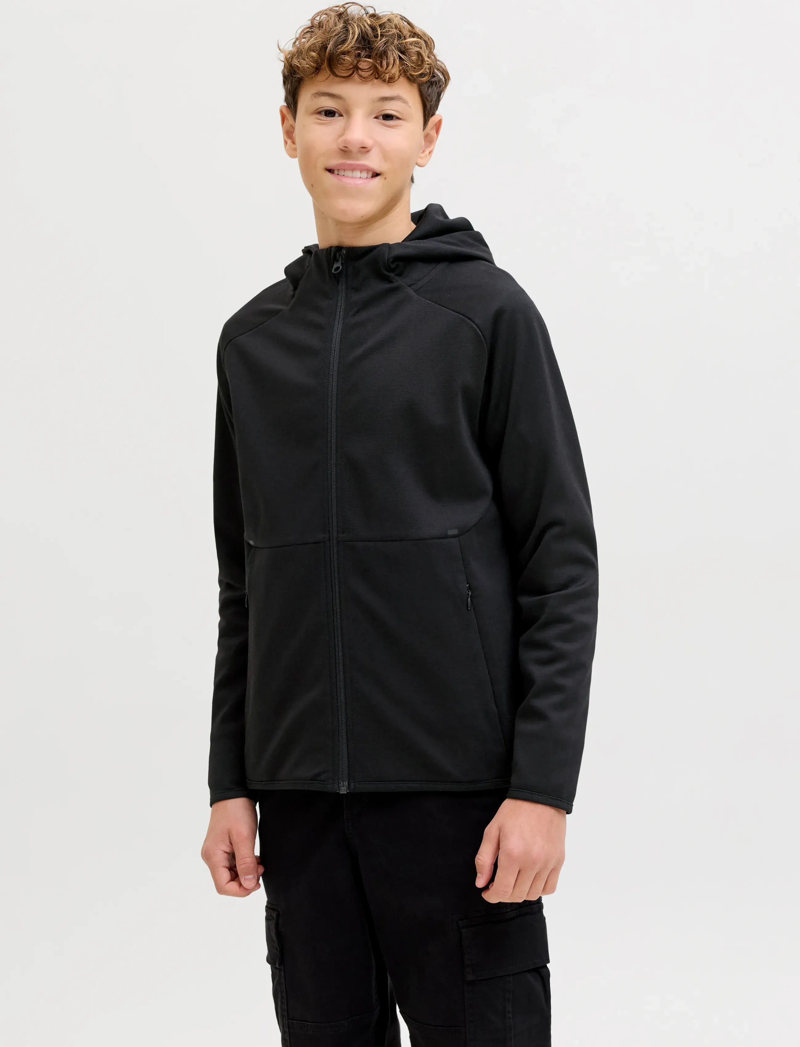 Jack & Jones JJEBASE SWEAT ZIP HOOD NOOS JNR - Yläosat - BLACK / black