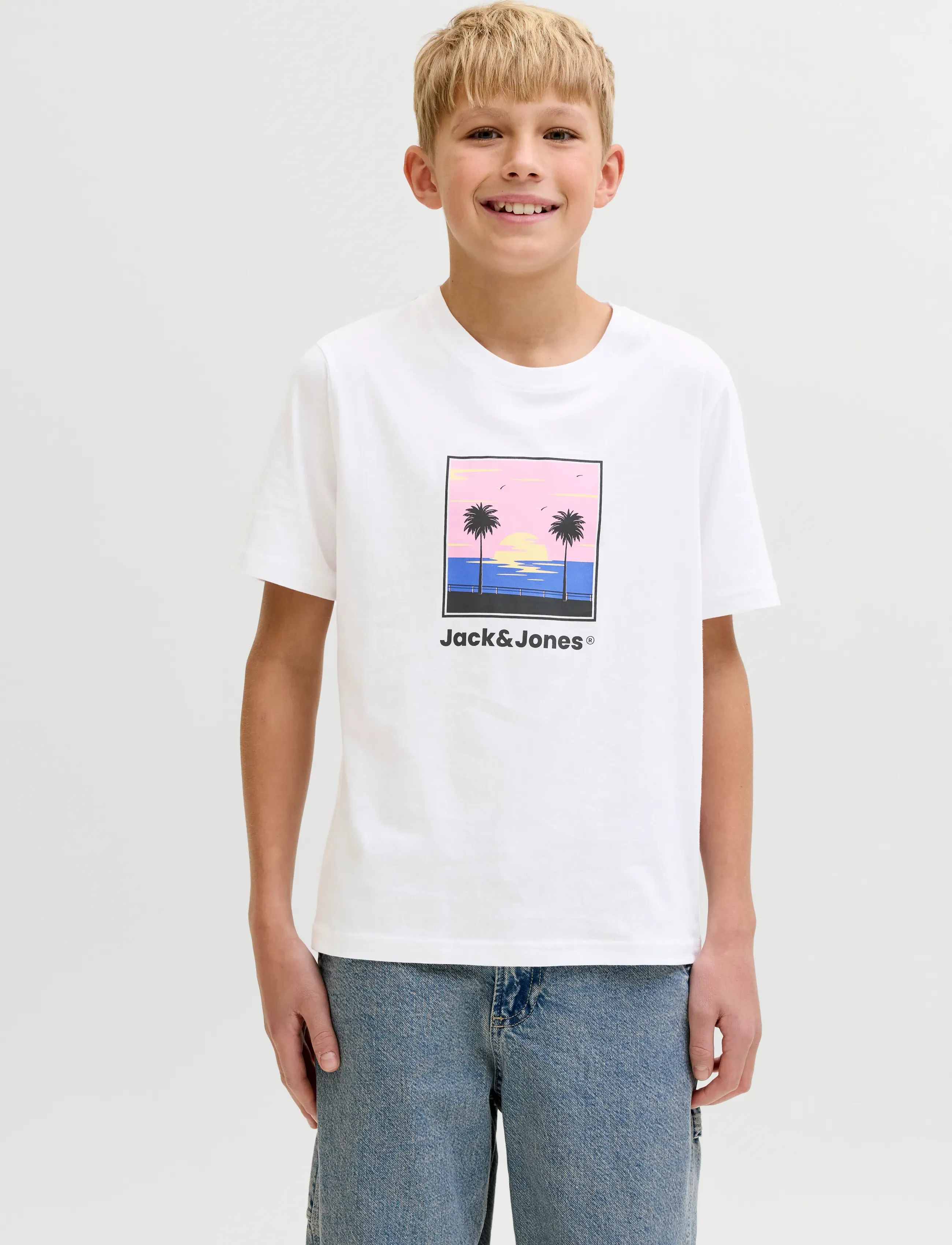 Jack & Jones JJPERRY TEE SS CREW NECK JNR - Toppar & T-shirts - BRIGHT WHITE / white