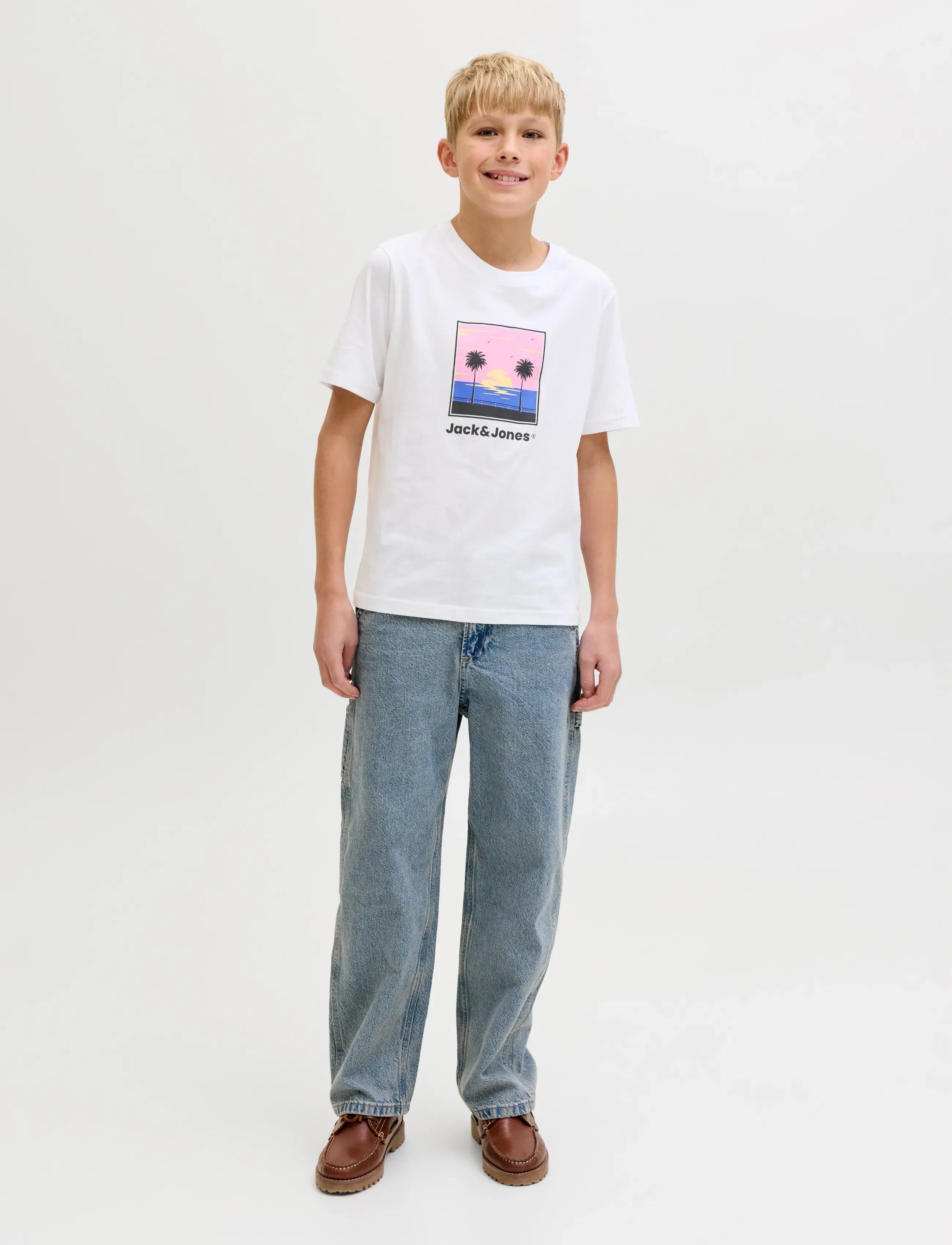 Jack & Jones - JJPERRY TEE SS CREW NECK JNR - korte mouwen - bright white - 4