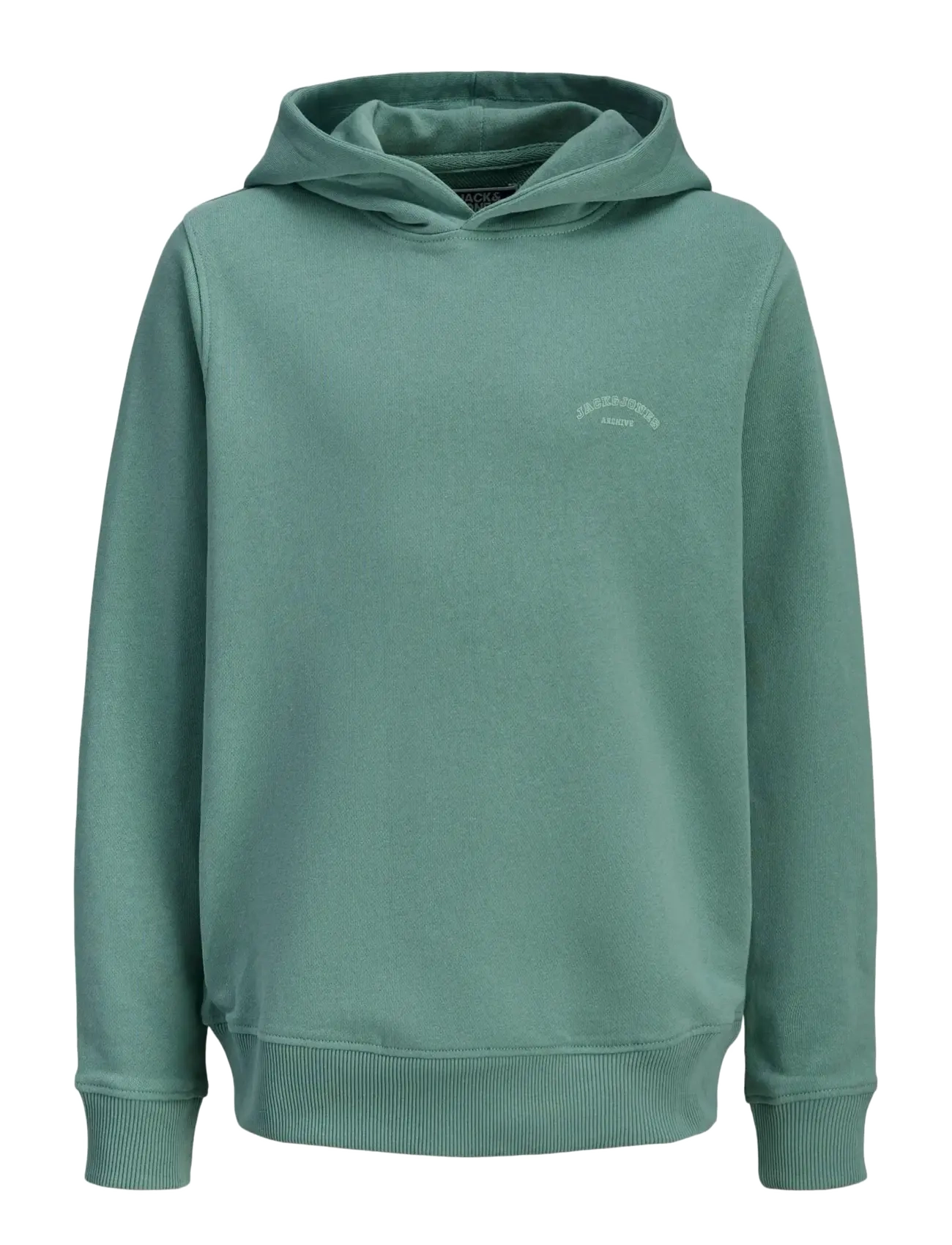 Jack & Jones JJCOLLEGE LOGO SWEAT HOOD JNR - Kapuzenpullover - MINERAL BLUE / green