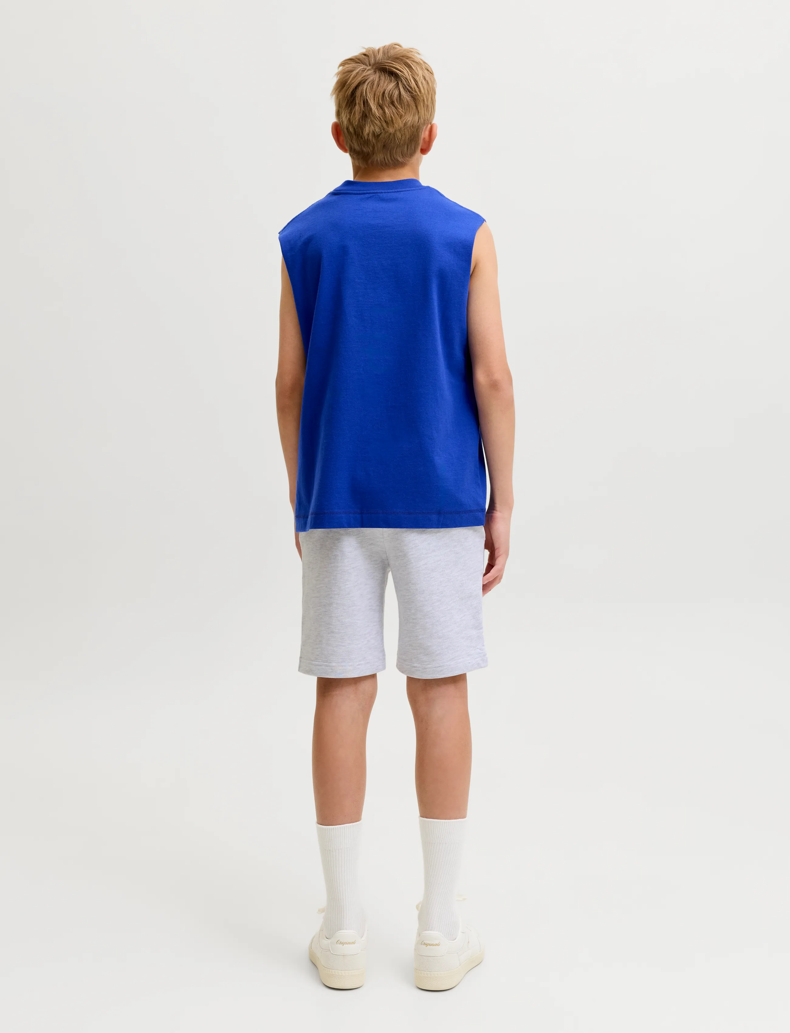 Jack & Jones - JPSTGORDON COLLEGE SWEAT SHORTS MID JNR - sweatshorts - white melange - 3