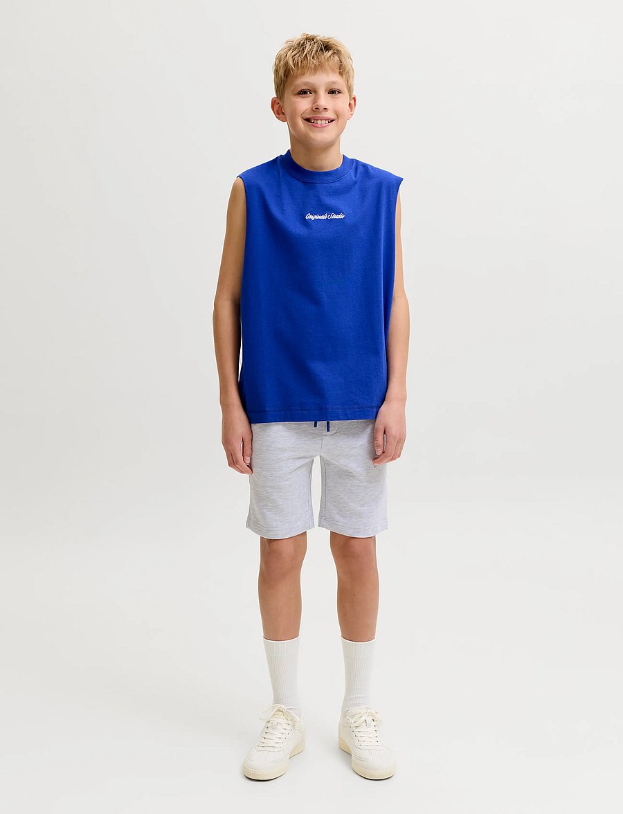 Jack & Jones - JPSTGORDON COLLEGE SWEAT SHORTS MID JNR - sweatshorts - white melange - 4