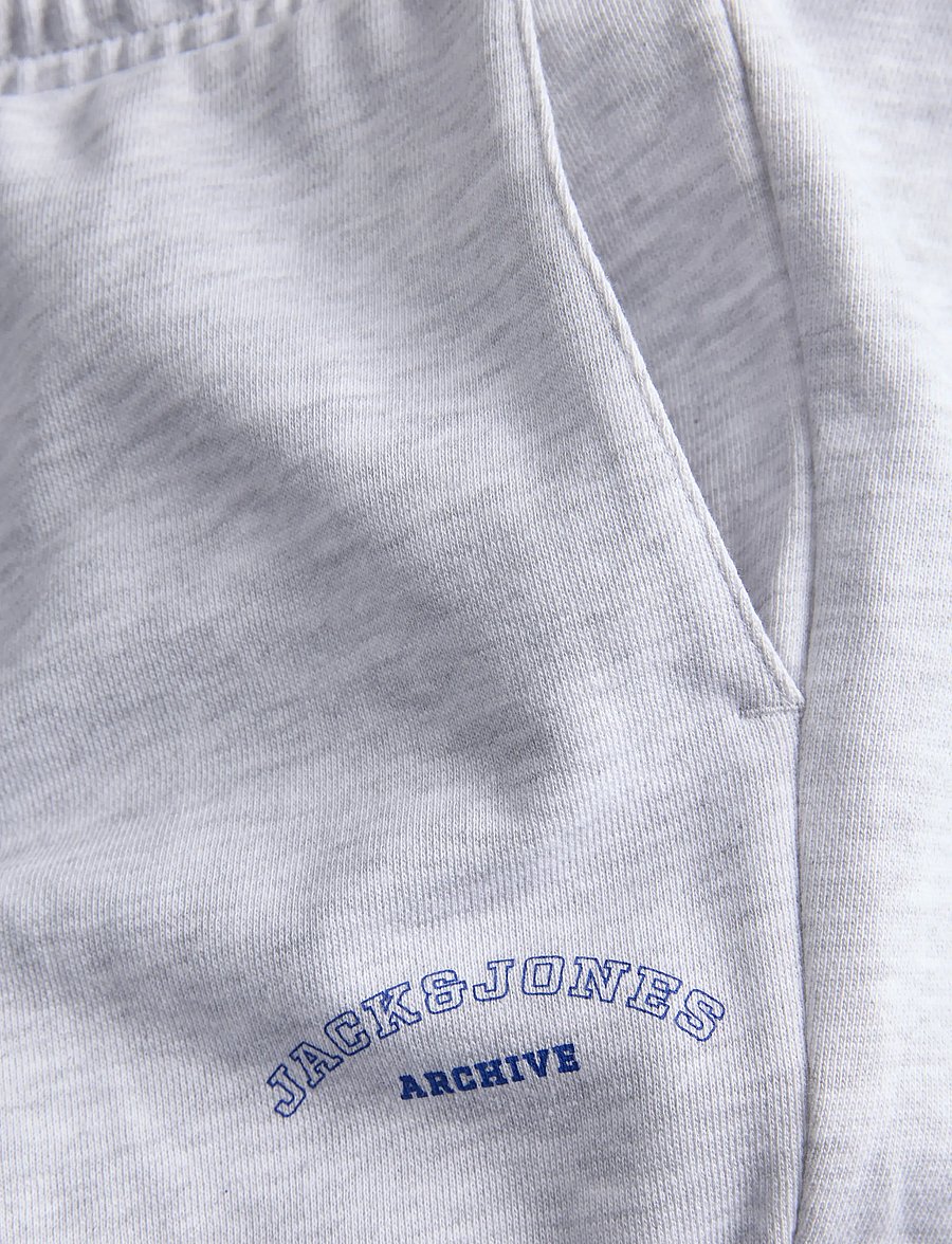 Jack & Jones - JPSTGORDON COLLEGE SWEAT SHORTS MID JNR - sweatshorts - white melange - 3