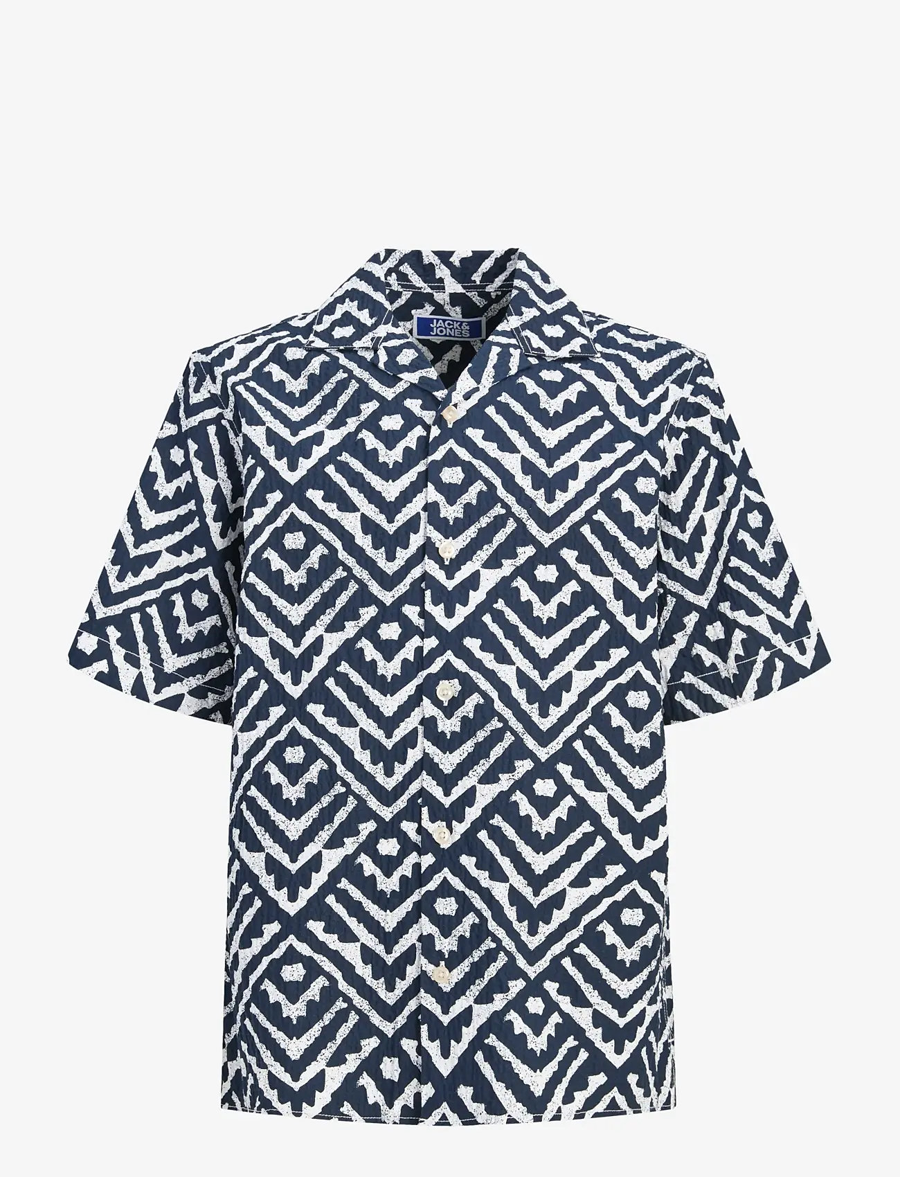 Jack & Jones - JJMILO SEERSUCKER RESORT SHIRT SS JNR - chemises à manches courtes - sky captain - 1