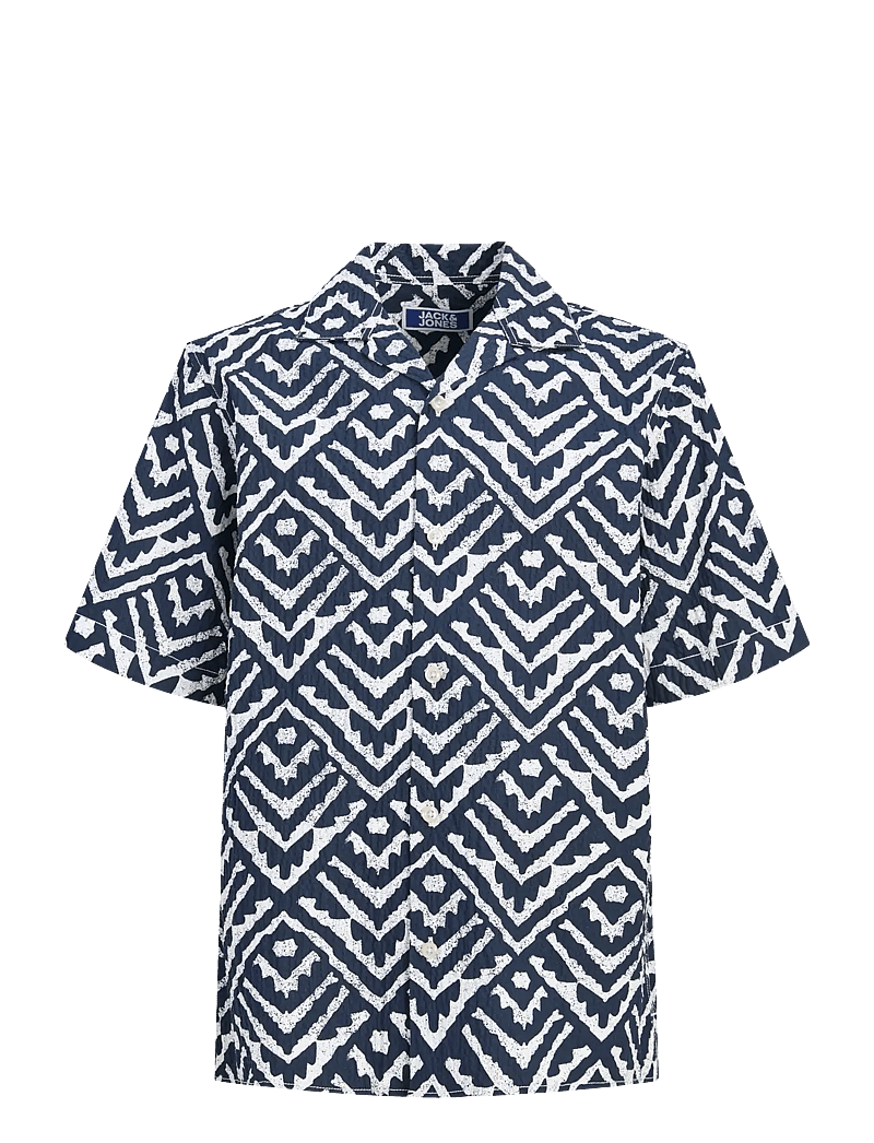 Jack & Jones - JJMILO SEERSUCKER RESORT SHIRT SS JNR - chemises à manches courtes - sky captain - 1