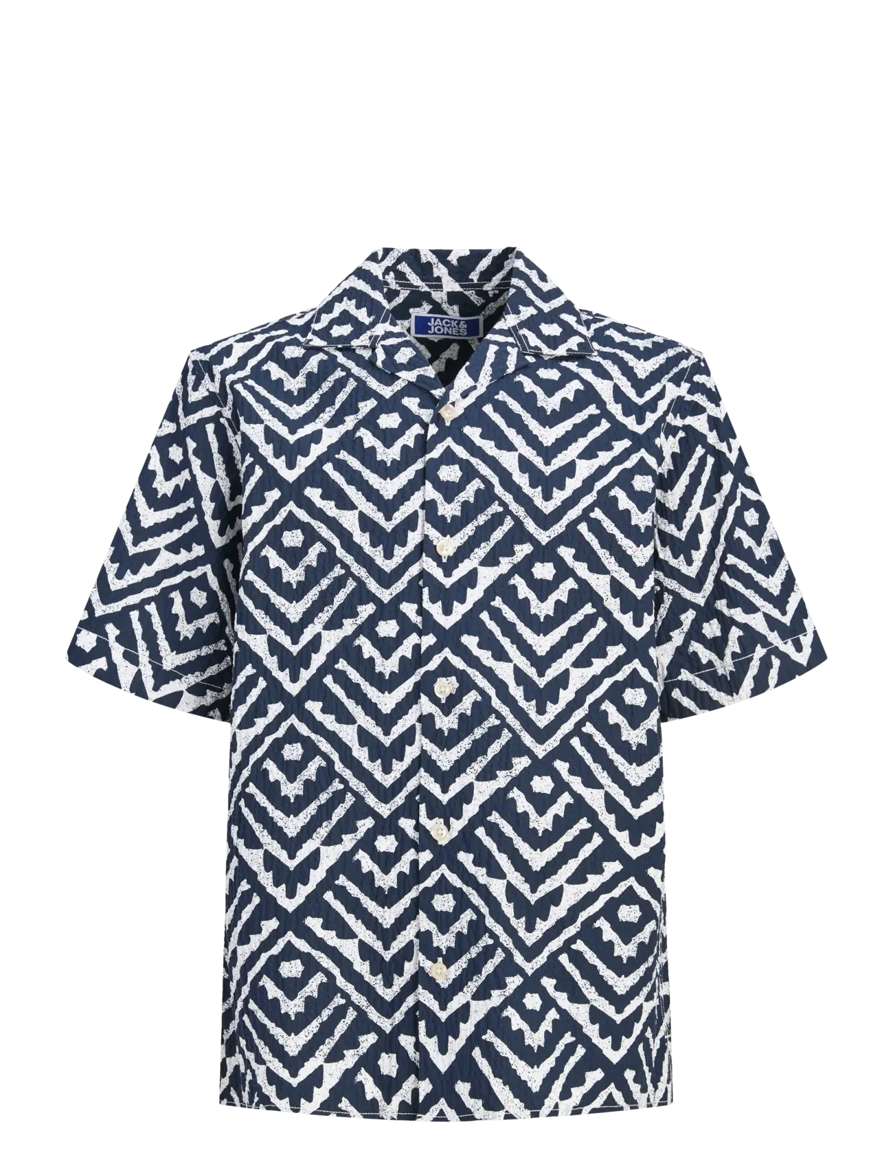 Jack & Jones JJMILO SEERSUCKER RESORT SHIRT SS JNR - 4 for 3 - SKY CAPTAIN / navy
