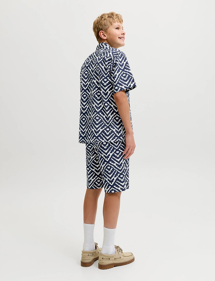 Jack & Jones - JJMILO SEERSUCKER RESORT SHIRT SS JNR - marškiniai trumpomis rankovėmis - sky captain - 3