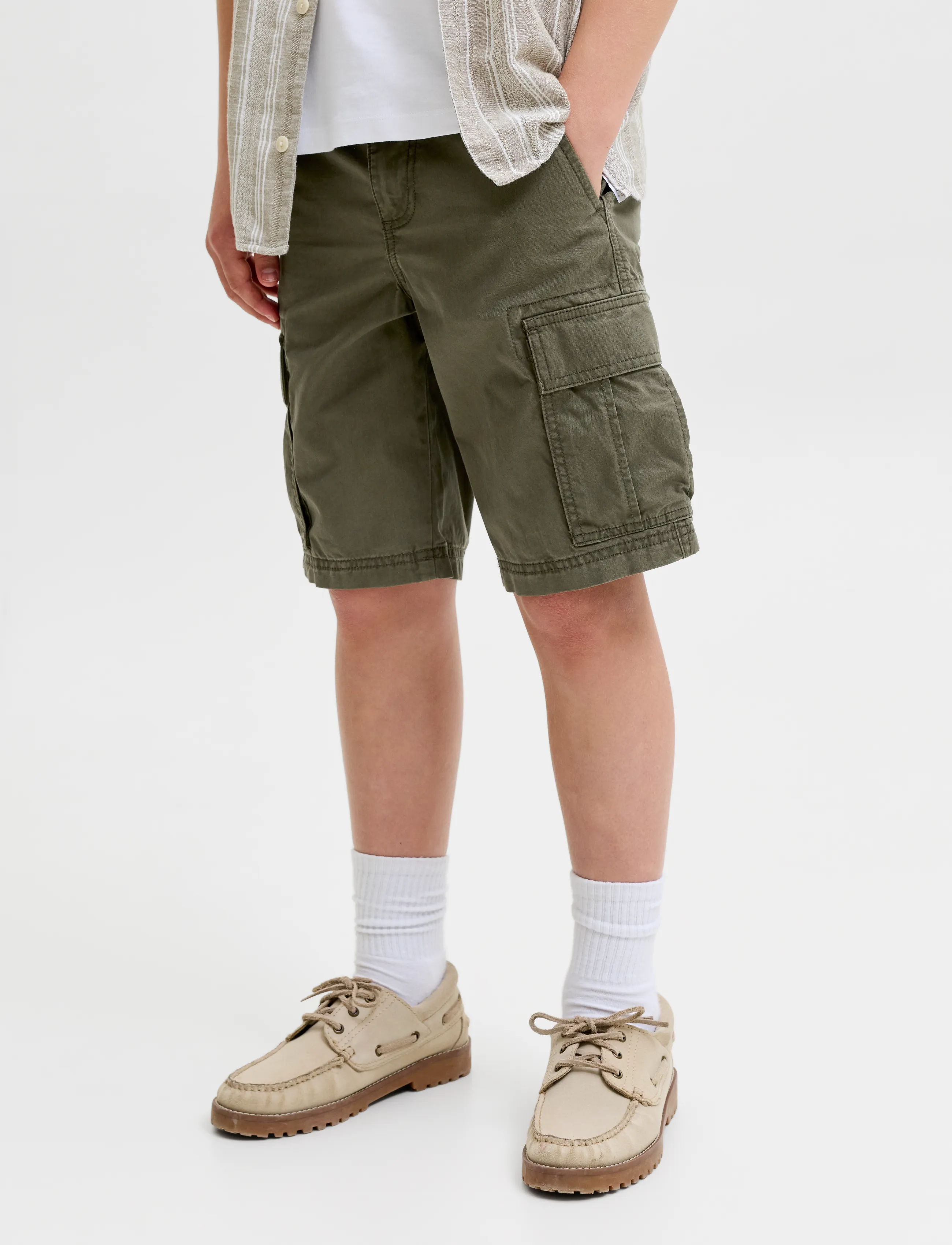 Jack & Jones Jpstcole Frank Cargo Short Mid Jnr, 146, Khaki green, Shorts > Cargo Shorts, Børn