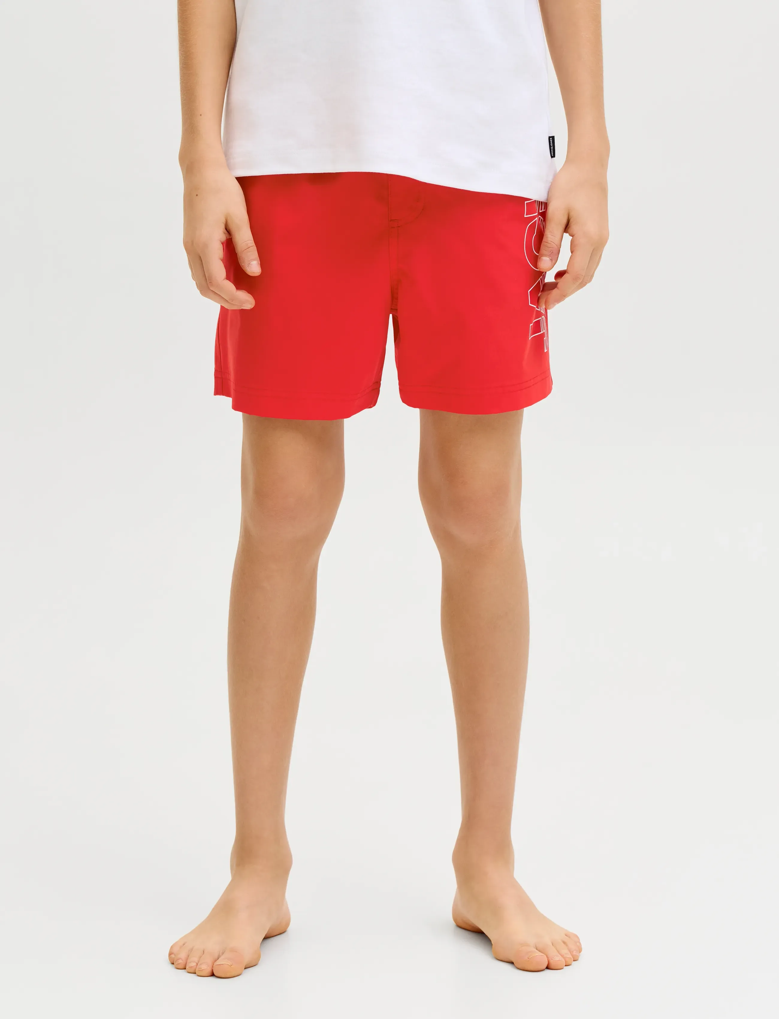 Jack & Jones Jpstmaui Wave Logo Swim Shorts Sn Jnr, Børn, Badeshorts, Rød, Str: 128