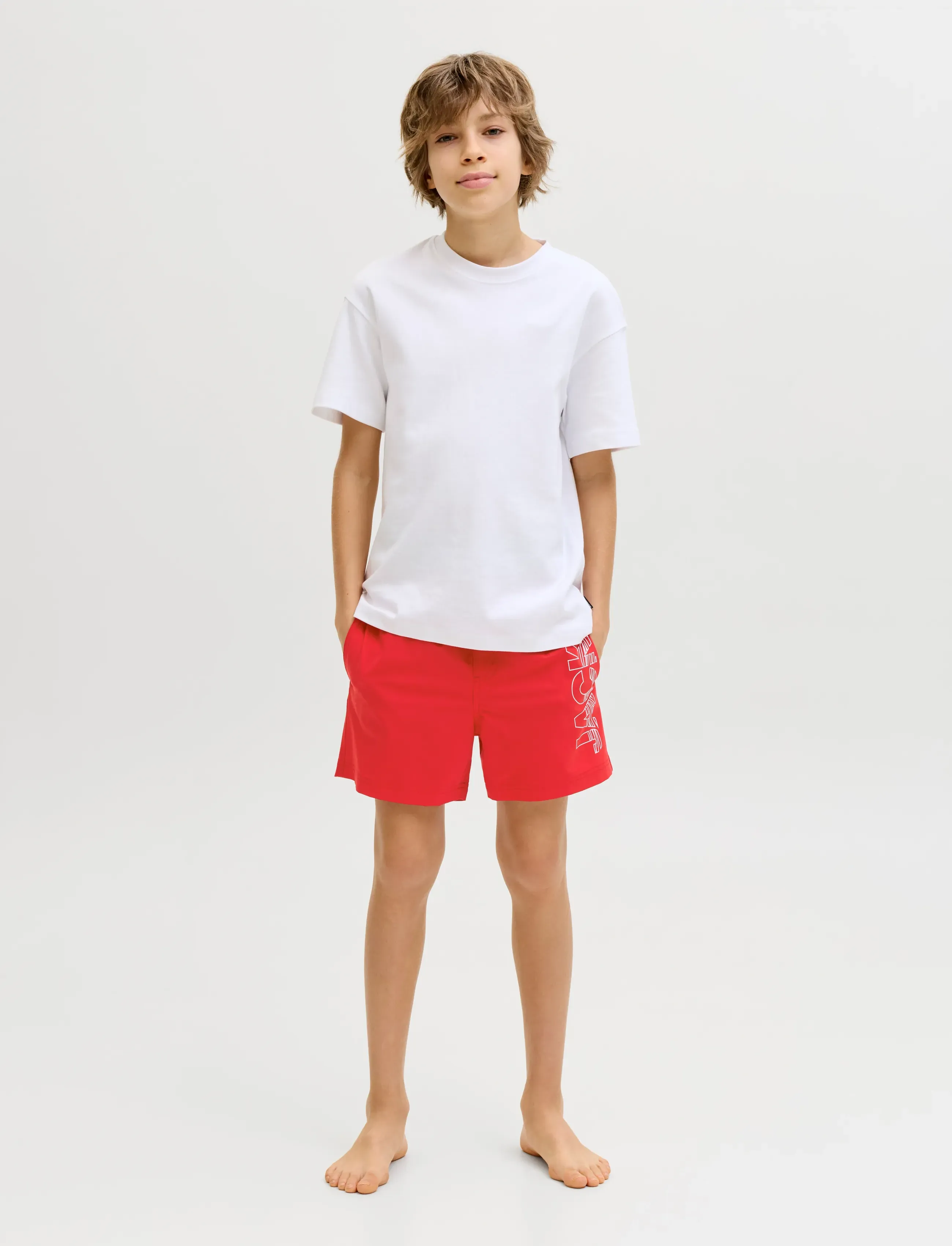 Jack & Jones - JPSTMAUI WAVE LOGO SWIM SHORTS JNR - badebukser - true red - 4