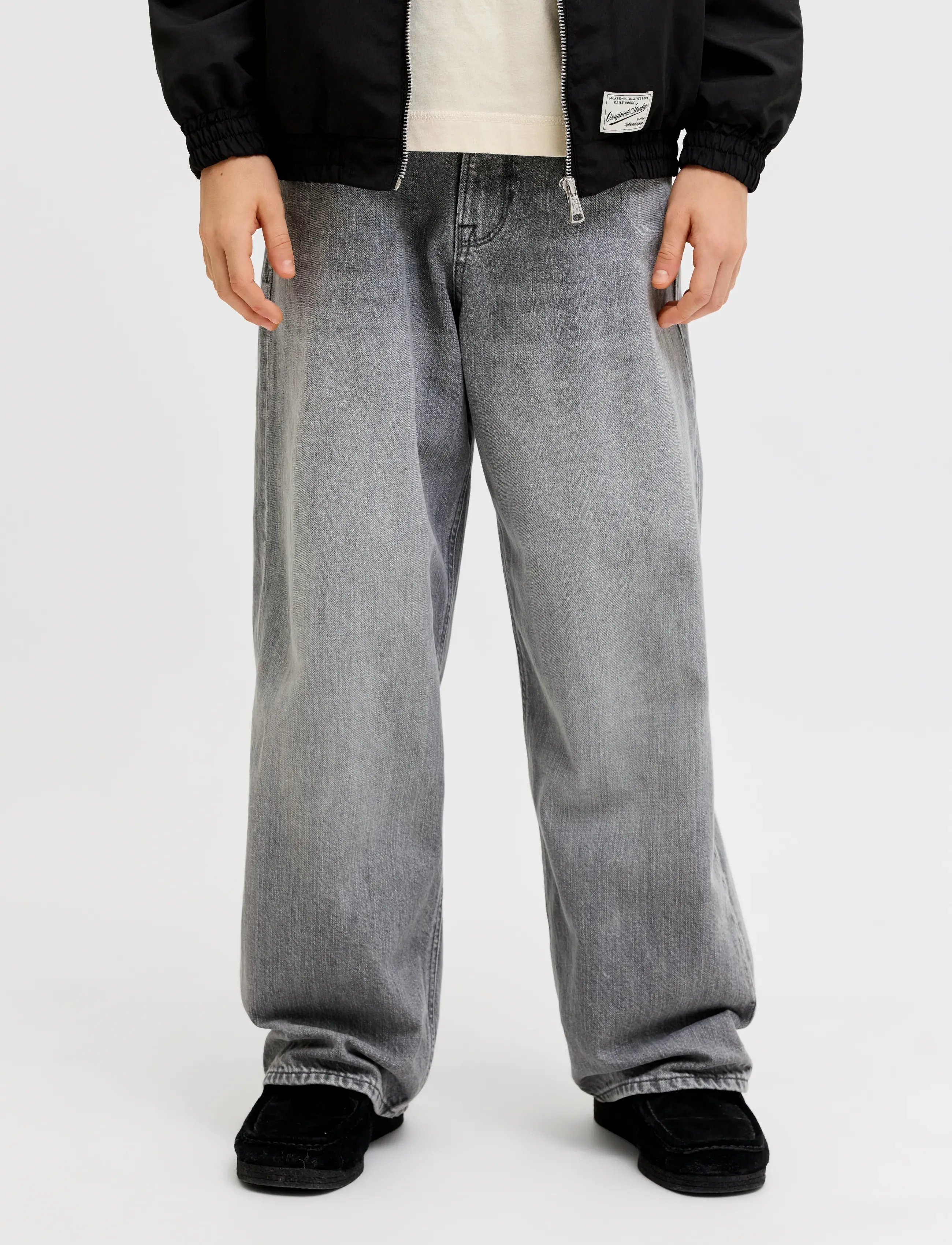 Jack & Jones - JJIDAVE JJORIGINAL AKM 563 LN JNR - víðar gallabuxur - black denim - 0