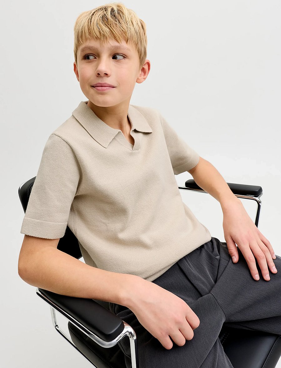 Jack & Jones - JPRBLAMILANO SPRING KNIT SPLIT NEC JNR - kortærmede poloer - ancient scroll - 5
