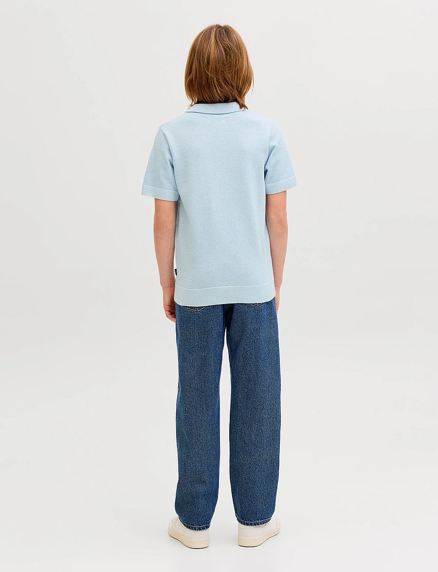 Jack & Jones - JPRBLAMILANO SPRING KNIT SPLIT NEC JNR - kortærmede poloer - chambray blue - 2