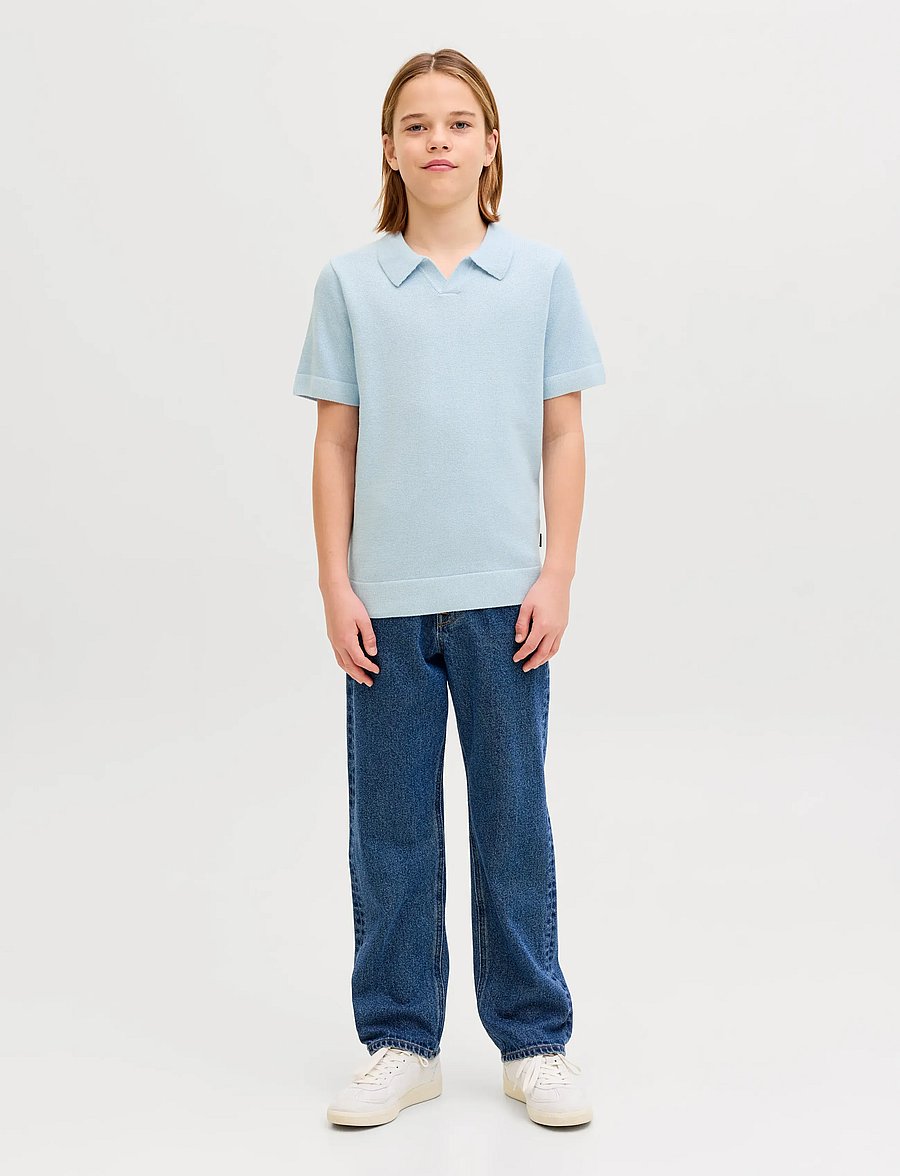 Jack & Jones - JPRBLAMILANO SPRING KNIT SPLIT NEC JNR - kortærmede poloer - chambray blue - 3