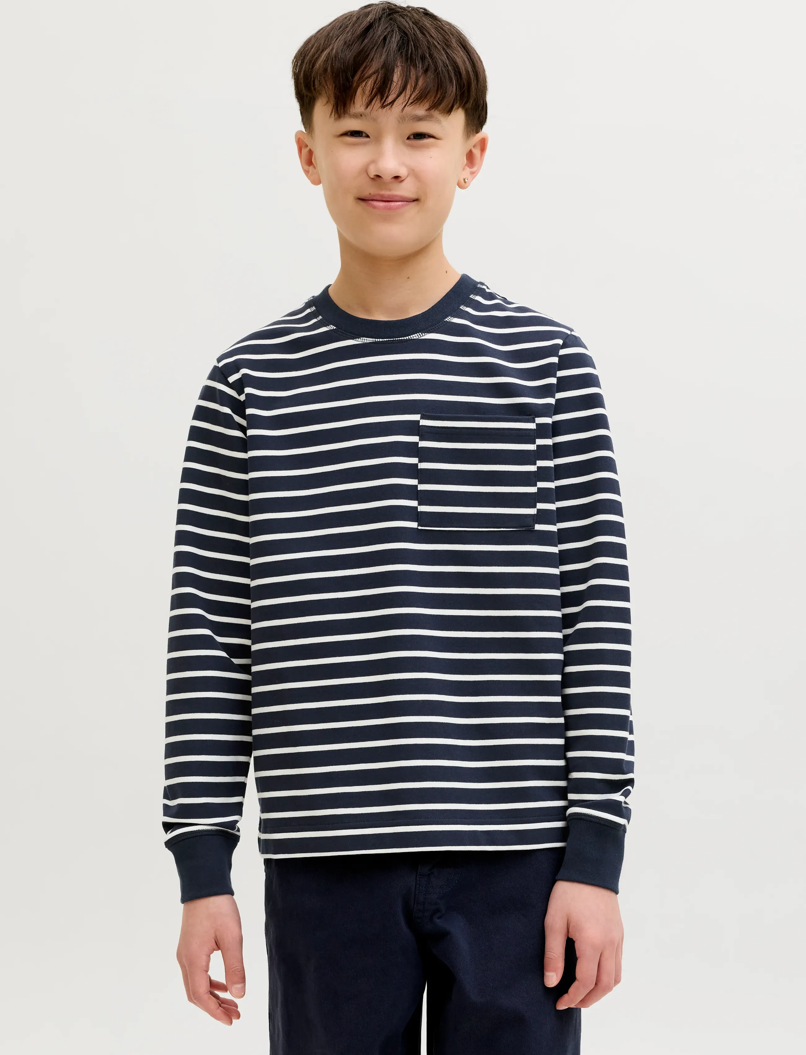 Jack & Jones JORNANTUCKET STRIPED SWEAT CREW NE JNR - Sweatshirts - SKY CAPTAIN / navy
