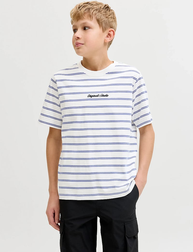 Jack & Jones - JORNORREBRO STRIPE TEE SS CN JNR - stutterma bolir - cloud dancer - 0