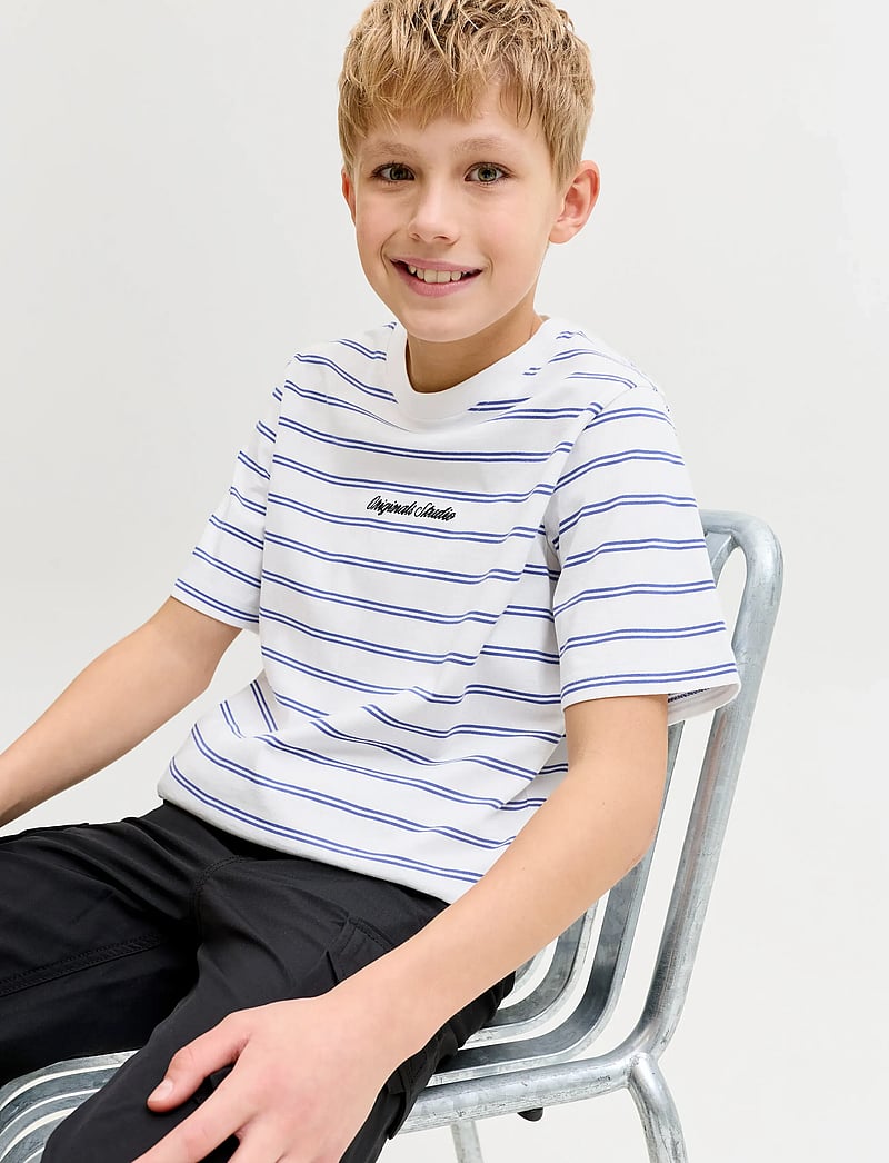 Jack & Jones - JORNORREBRO STRIPE TEE SS CN JNR - stutterma bolir - cloud dancer - 5