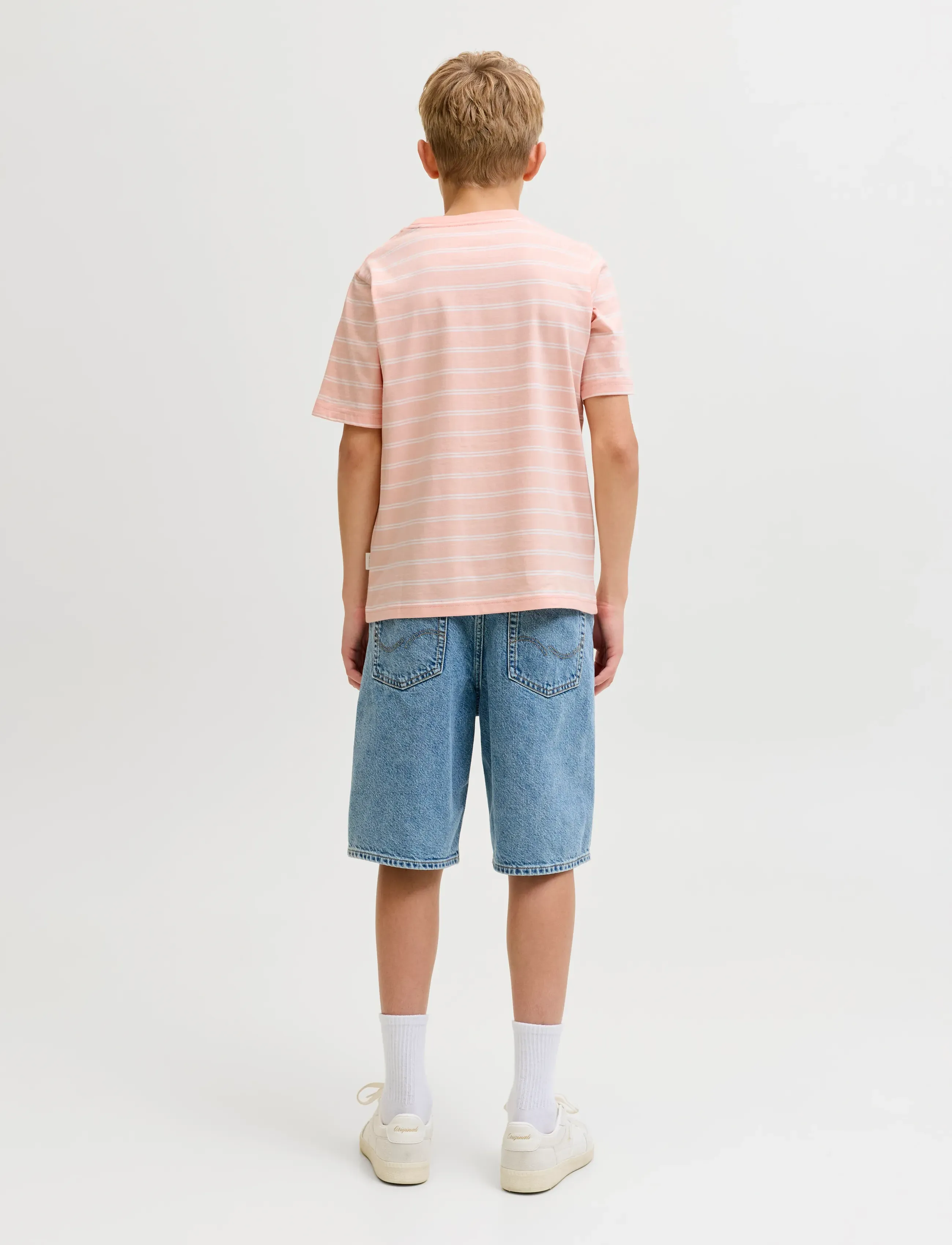 Jack & Jones - JORNORREBRO STRIPE TEE SS CN JNR - kortærmede t-shirts - peach melba - 3