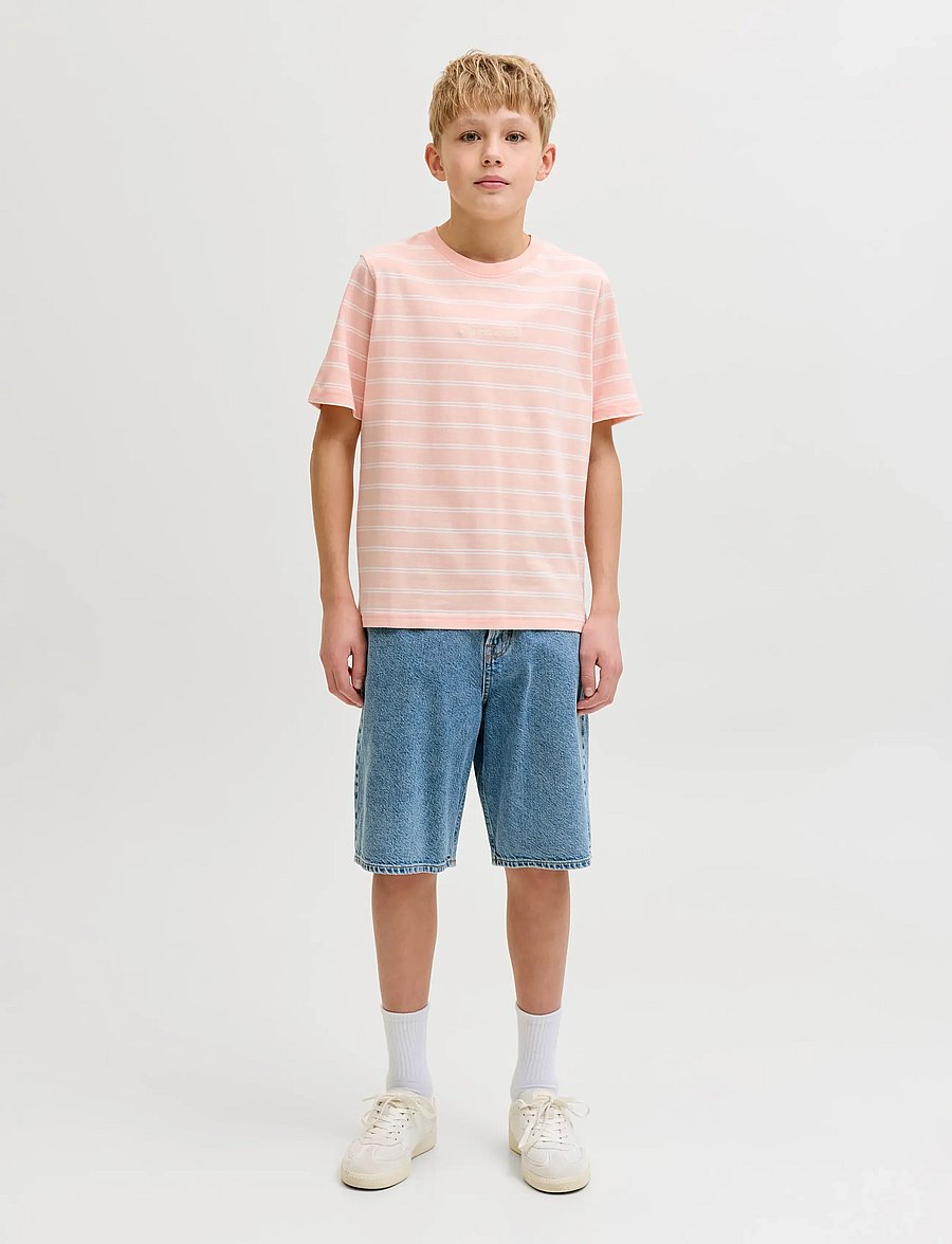 Jack & Jones - JORNORREBRO STRIPE TEE SS CN JNR - kortærmede t-shirts - peach melba - 4