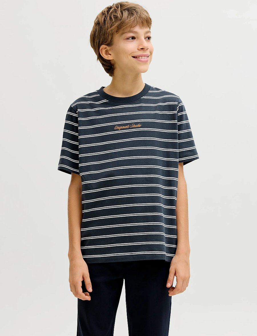 Jack & Jones - JORNORREBRO STRIPE TEE SS CN JNR - kortærmede t-shirts - sky captain - 0
