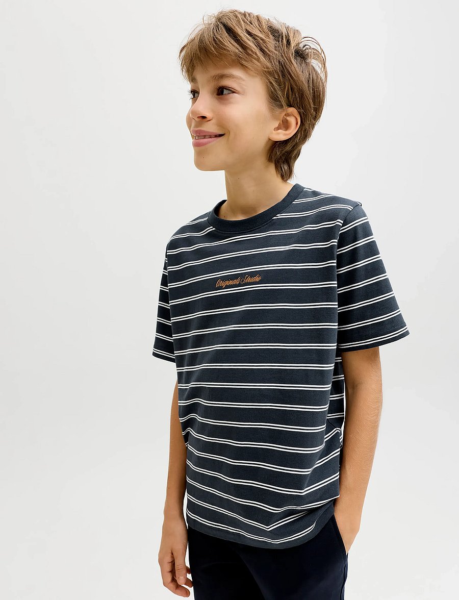 Jack & Jones - JORNORREBRO STRIPE TEE SS CN JNR - kortærmede t-shirts - sky captain - 5