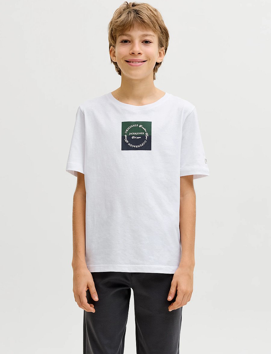 Jack & Jones - JORCATSKILLS SQUARE BRAND TEE SS SN JNR - bright white - 0