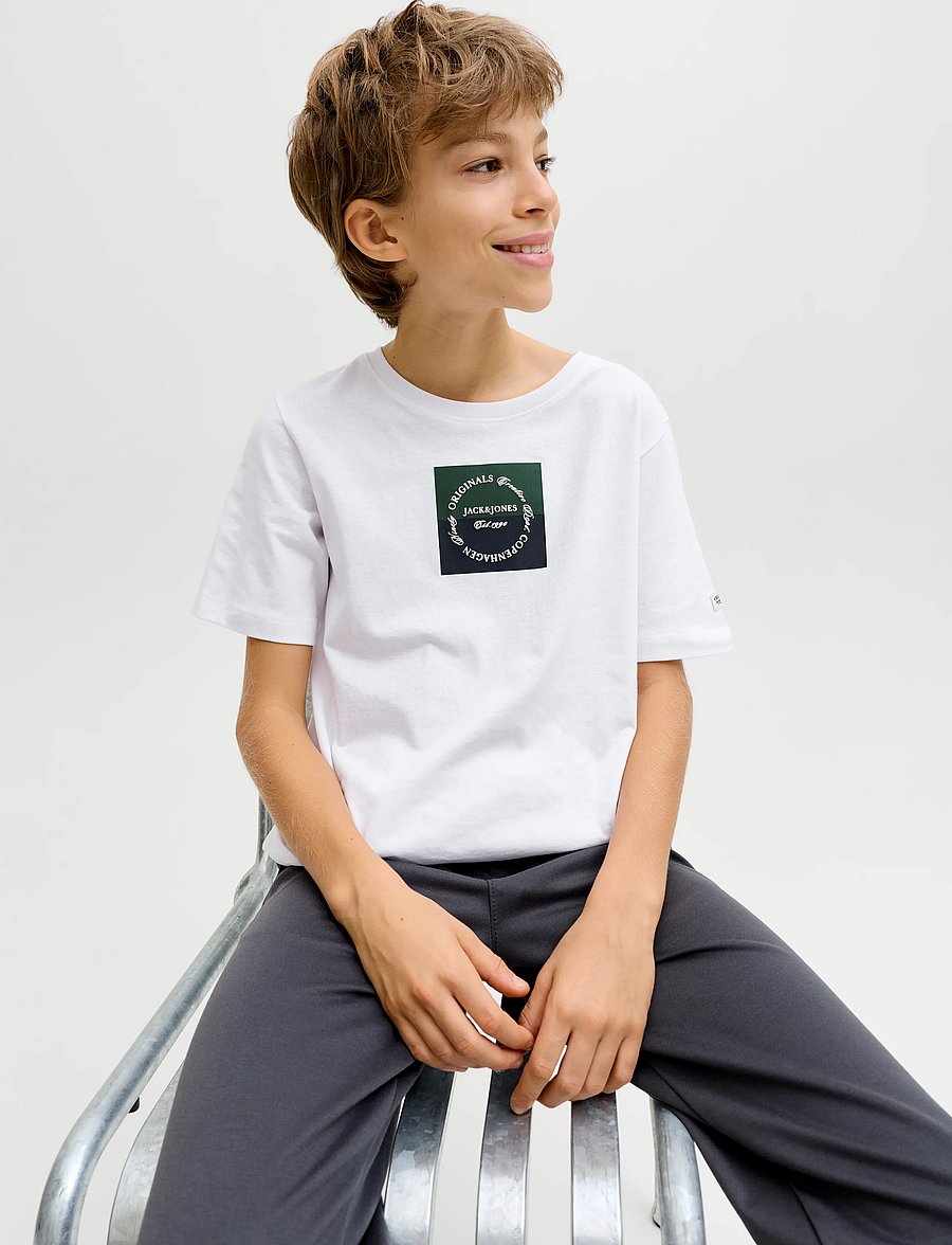Jack & Jones - JORCATSKILLS SQUARE BRAND TEE SS SN JNR - bright white - 5