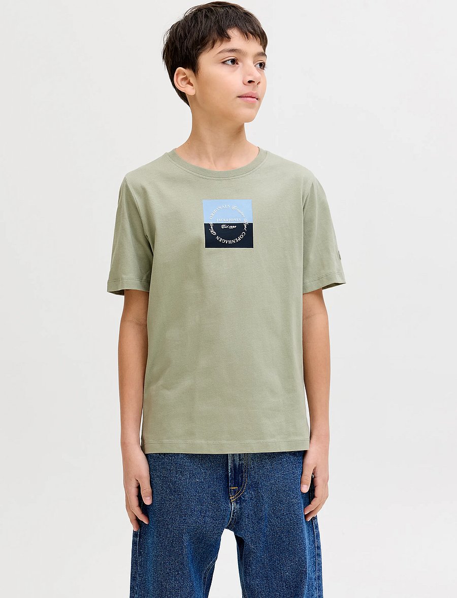 Jack & Jones - JORCATSKILLS SQUARE BRAND TEE SS SN JNR - kortærmede t-shirts - seagrass - 0