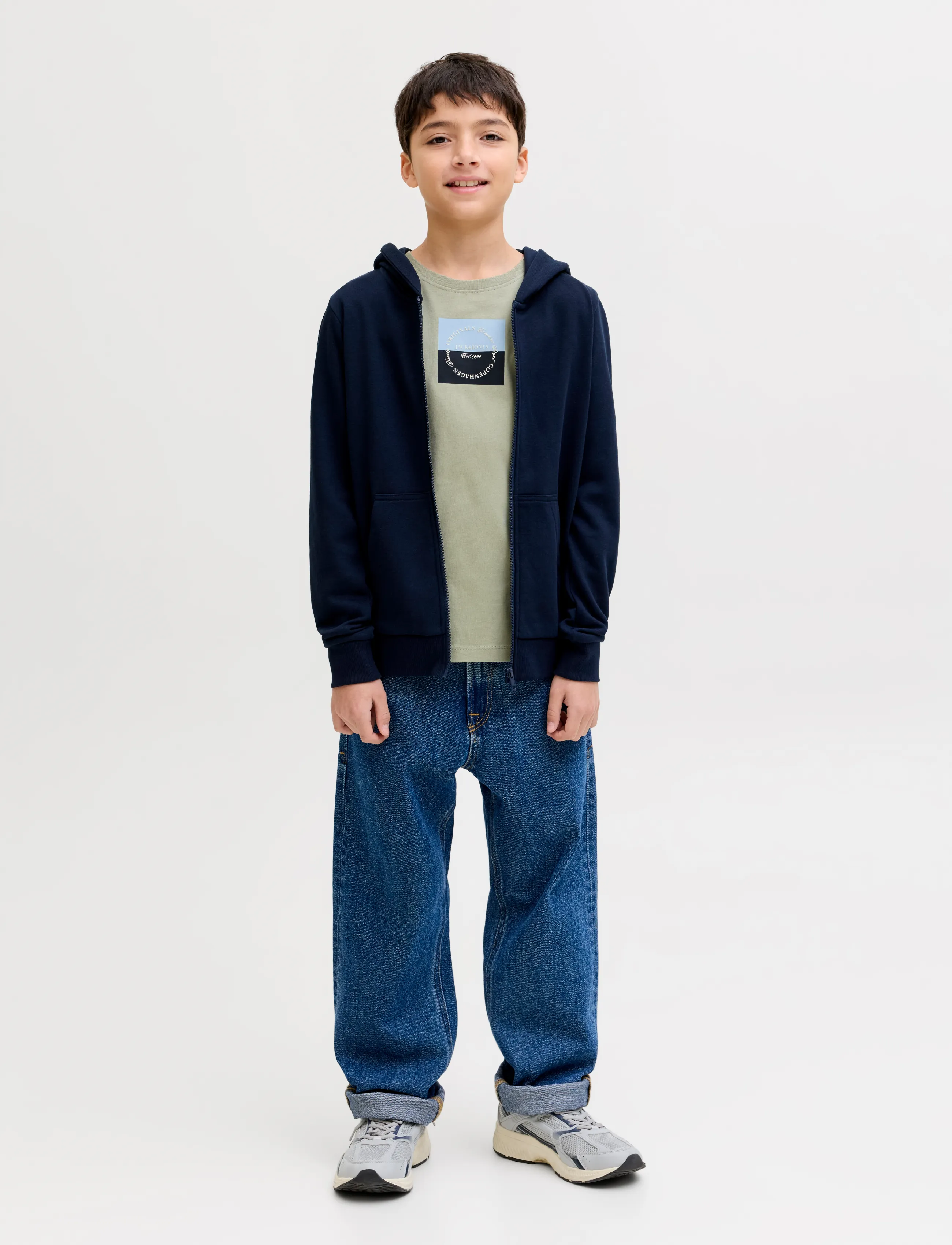 Jack & Jones - JORCATSKILLS SQUARE BRAND TEE SS SN JNR - kortærmede t-shirts - seagrass - 4