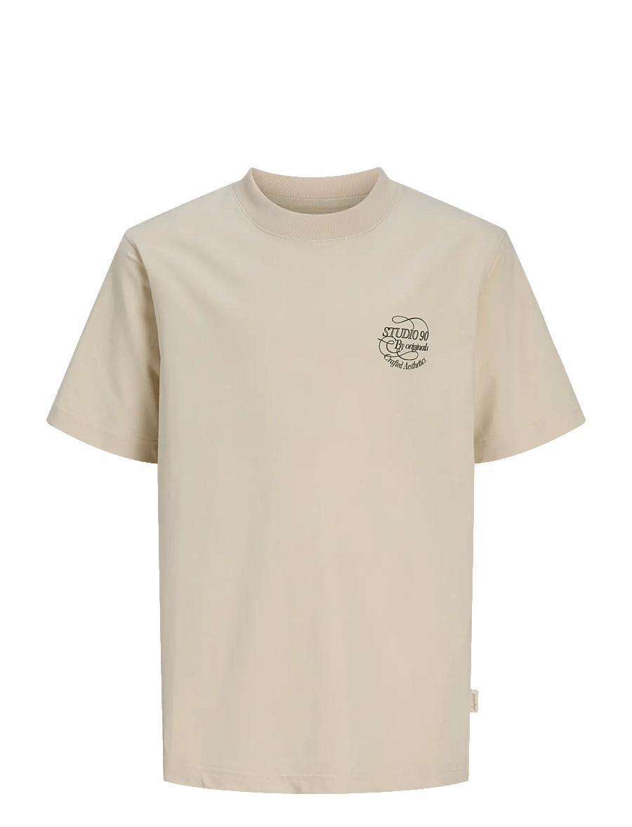 Jack & Jones - JORNIAGARA TYPO TEE SS CREW NECK JNR - kortærmede t-shirts - antique white - 1