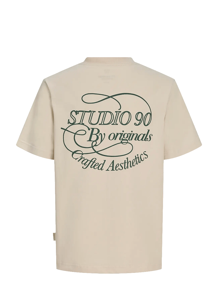 Jack & Jones - JORNIAGARA TYPO TEE SS CREW NECK JNR - kortærmede t-shirts - antique white - 2