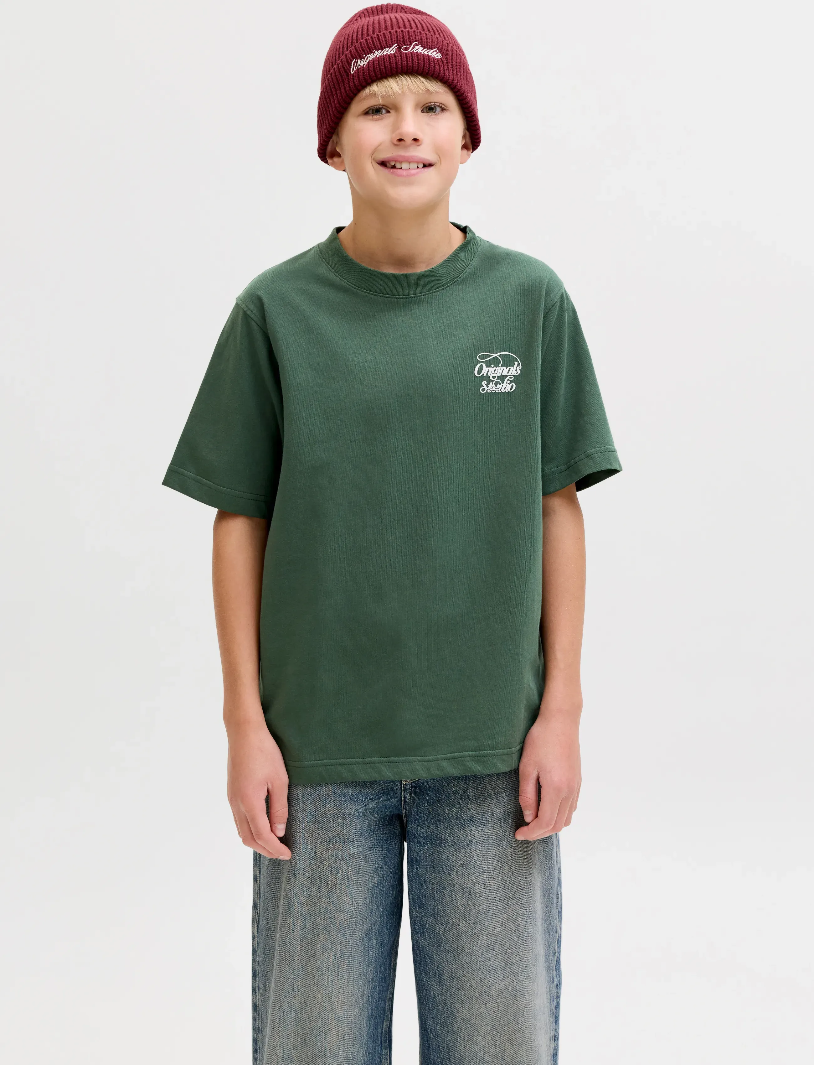 Jack & Jones JORNIAGARA TYPO TEE SS CREW NECK JNR - Kortærmede T-shirts - SYCAMORE / green