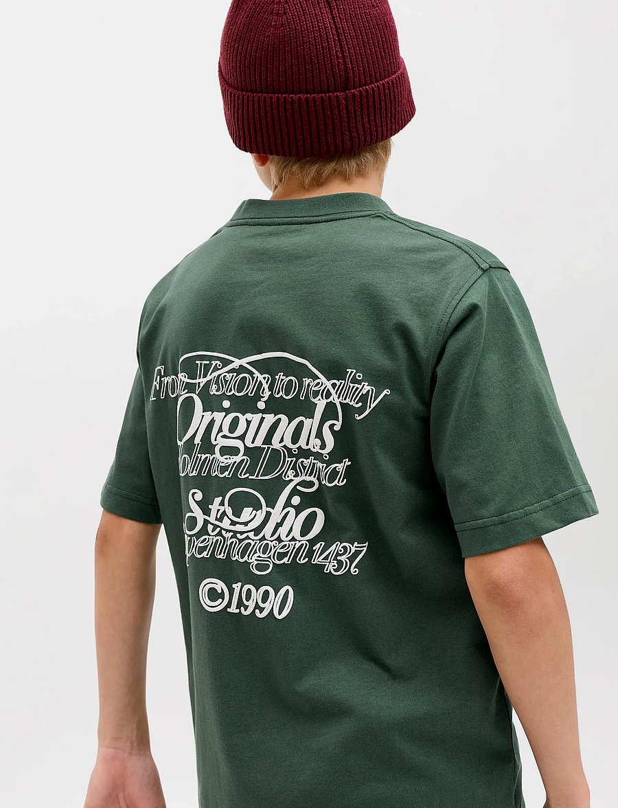 Jack & Jones - JORNIAGARA TYPO TEE SS CREW NECK JNR - kortærmede t-shirts - sycamore - 5