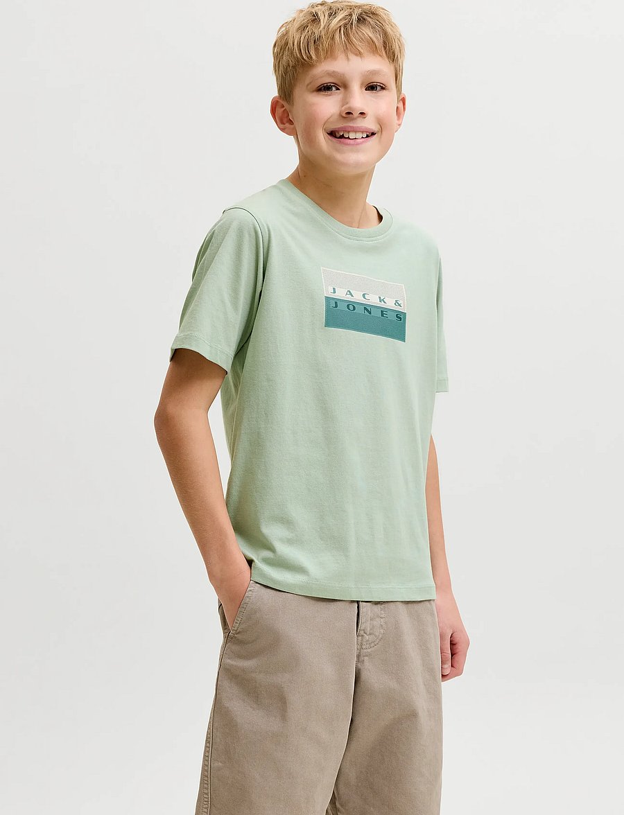 Jack & Jones - JCOFUSION DOTS PRINT TEE SS CN SN JNR - lühikeste varrukatega t-särgid - aqua gray - 0