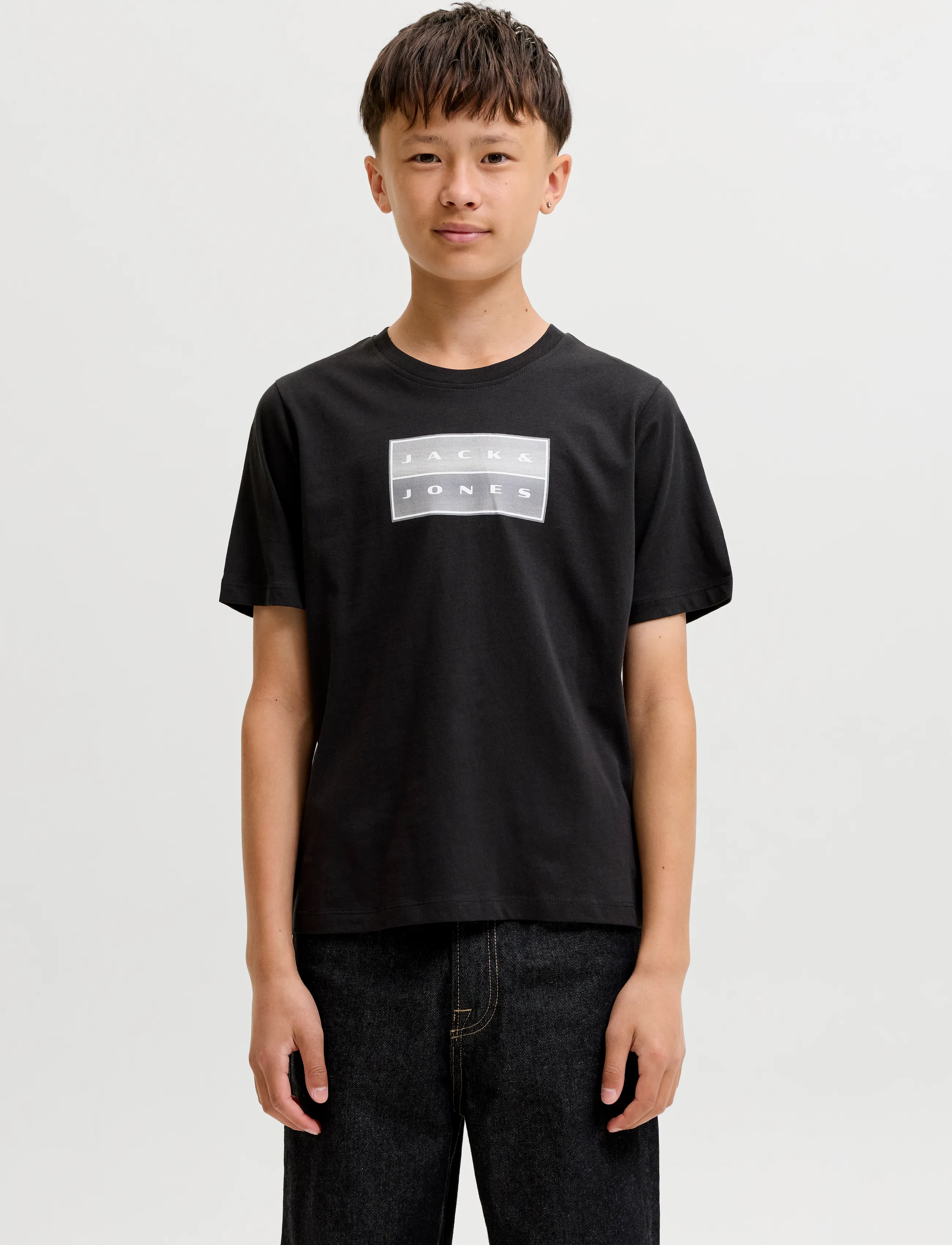 Jack & Jones Jcofusion Dots Print Tee Ss Cn Sn Jnr, 176, T-shirts, Schwarz - Short-sleeved, Kinder