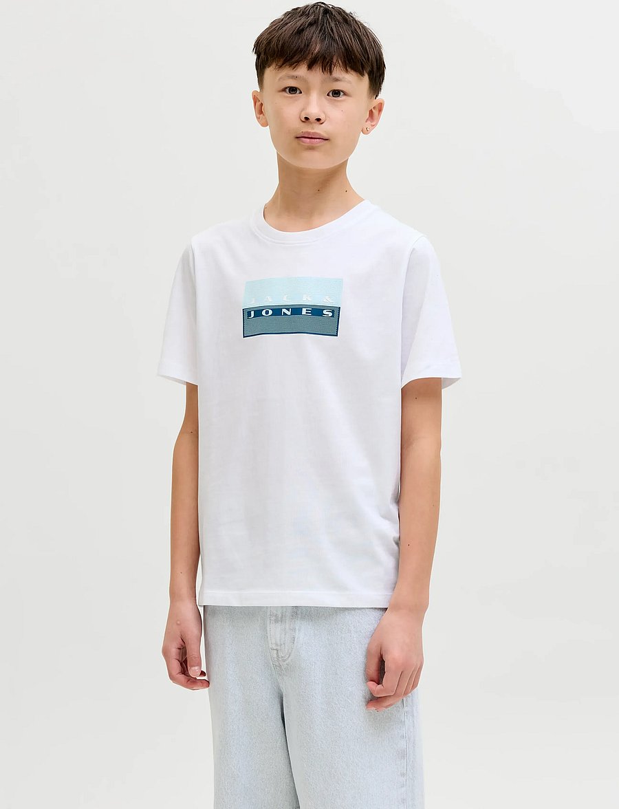 Jack & Jones - JCOFUSION DOTS PRINT TEE SS CN SN JNR - kurzärmelige - bright white - 0
