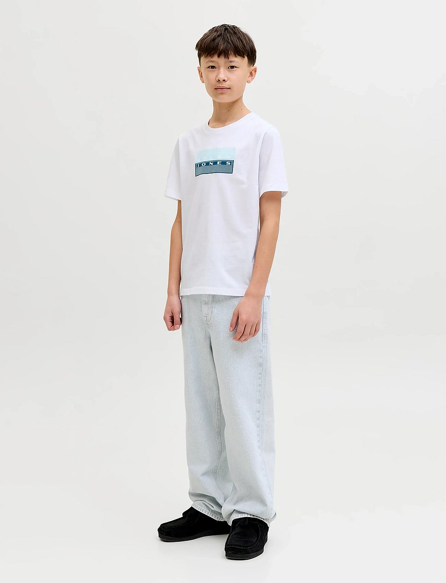 Jack & Jones - JCOFUSION DOTS PRINT TEE SS CN SN JNR - kurzärmelige - bright white - 3