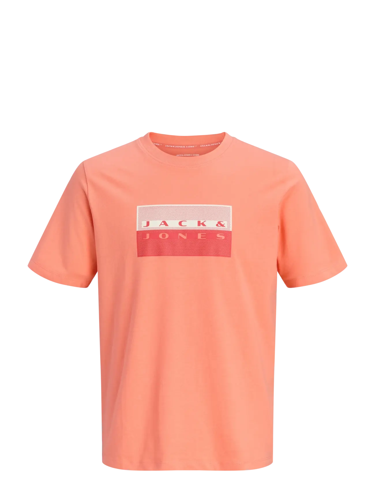 Jack & Jones JCOFUSION DOTS PRINT TEE SS CN SN JNR - Jack & Jones - PERSIMMON / coral