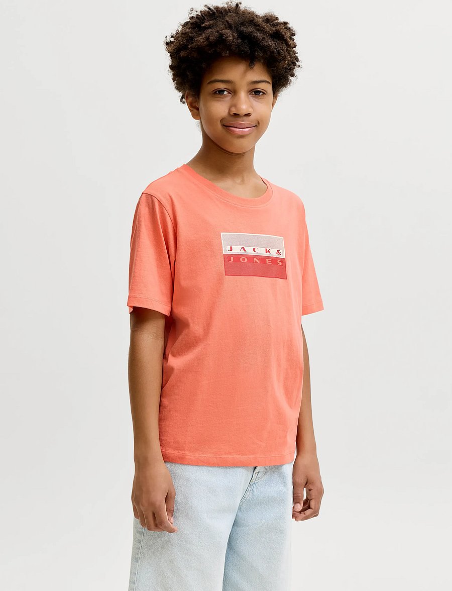 Jack & Jones - JCOFUSION DOTS PRINT TEE SS CN SN JNR - lühikeste varrukatega t-särgid - persimmon - 0