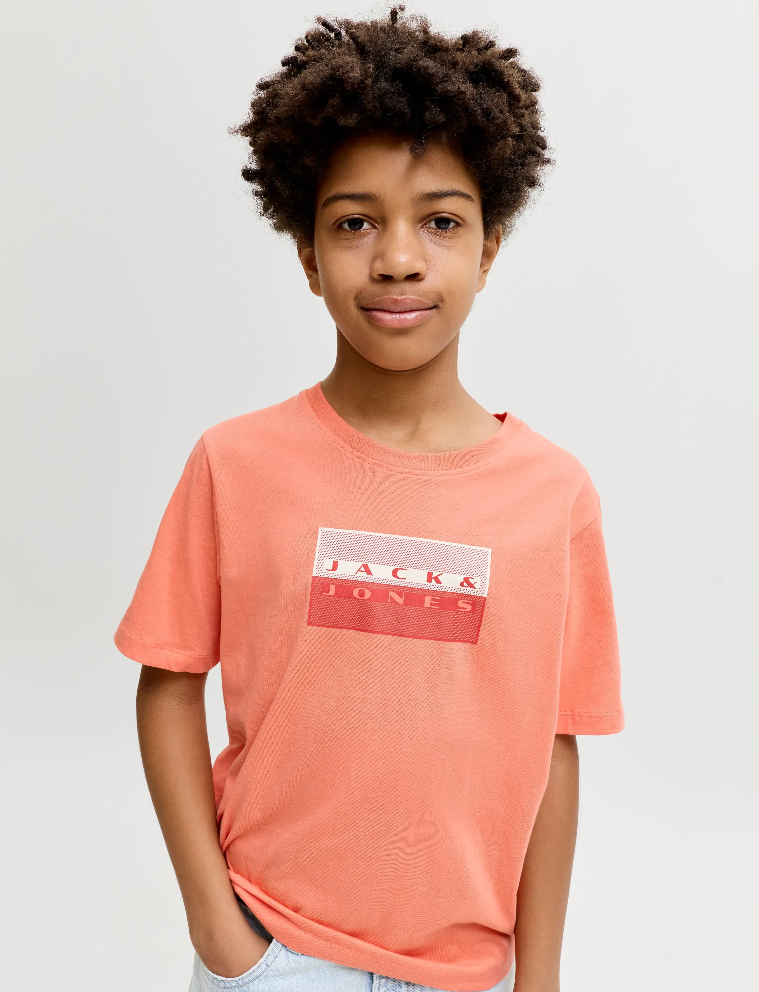 Jack & Jones - JCOFUSION DOTS PRINT TEE SS CN SN JNR - short-sleeved t-shirts - persimmon - 5