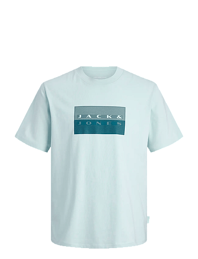 Jack & Jones Junior JJECALEB VARSITY TEE O NECK - T-shirt print - stormy weather/blauwgrijs Jack & Jones Junior JJECALEB VARSITY TEE O NECK - T-shirt print - stormy weather/blauwgrijs