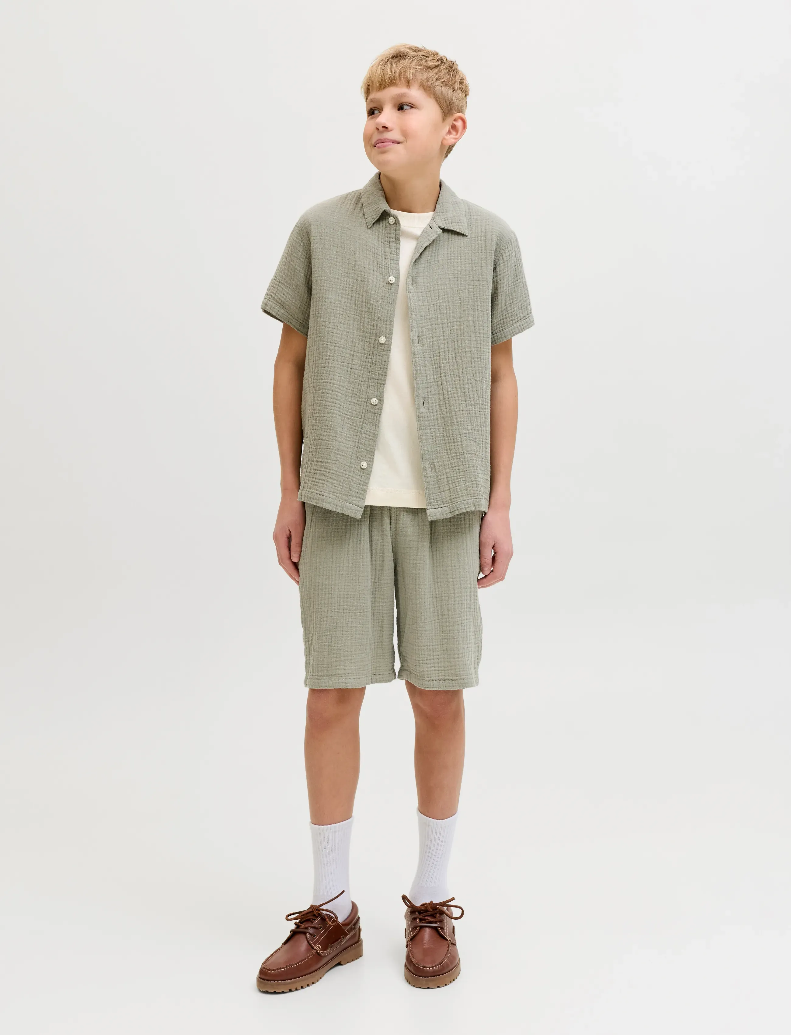 Jack & Jones - JPSTJAIDEN PATRAS JOGGER SHORT SRT JNR - sweatshorts - seagrass - 4