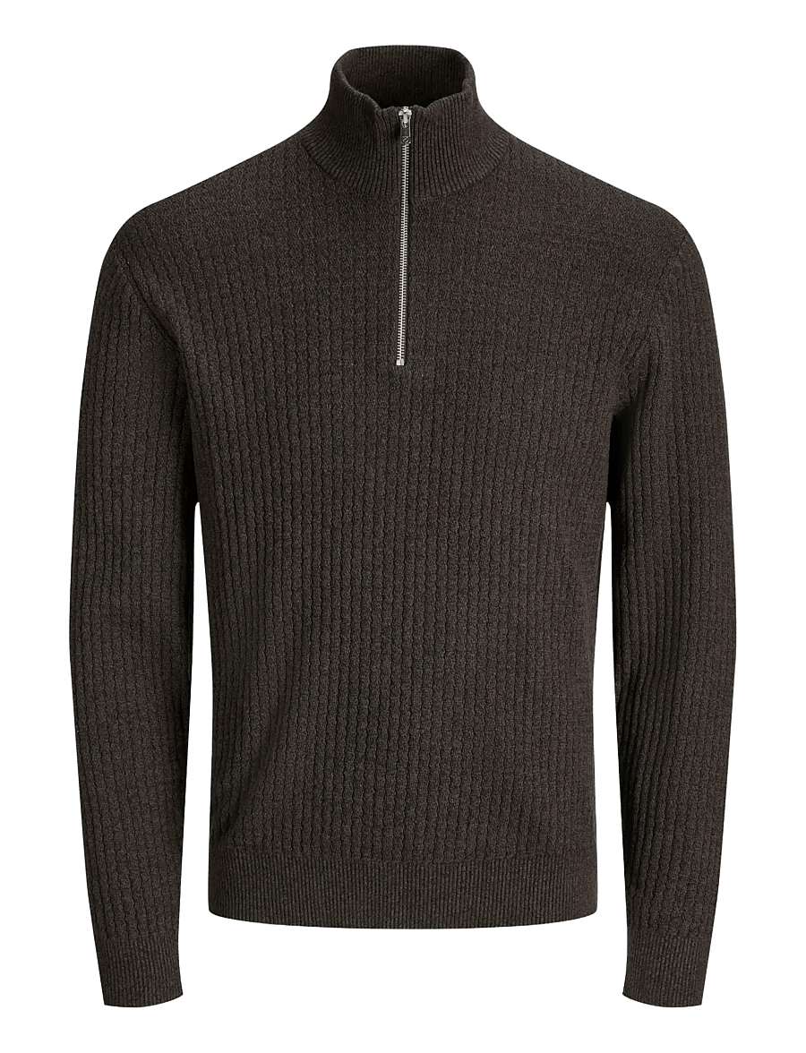 Jack & Jones - JPRBLUBARKLEY KNIT HALF ZIP JNR - stickade tröjor - chocolate brown - 0