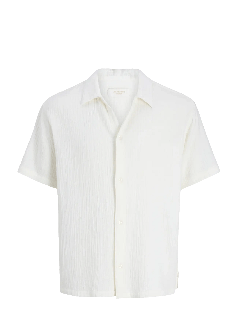 Jack & Jones - JORNANTUCKET DOUBLE CLOTH SHIRT SS JNR - kurzärmlige hemden - cloud dancer - 1