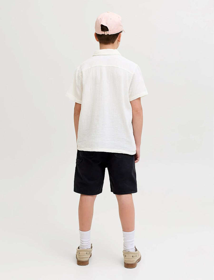Jack & Jones - JORNANTUCKET DOUBLE CLOTH SHIRT SS JNR - kurzärmlige hemden - cloud dancer - 2