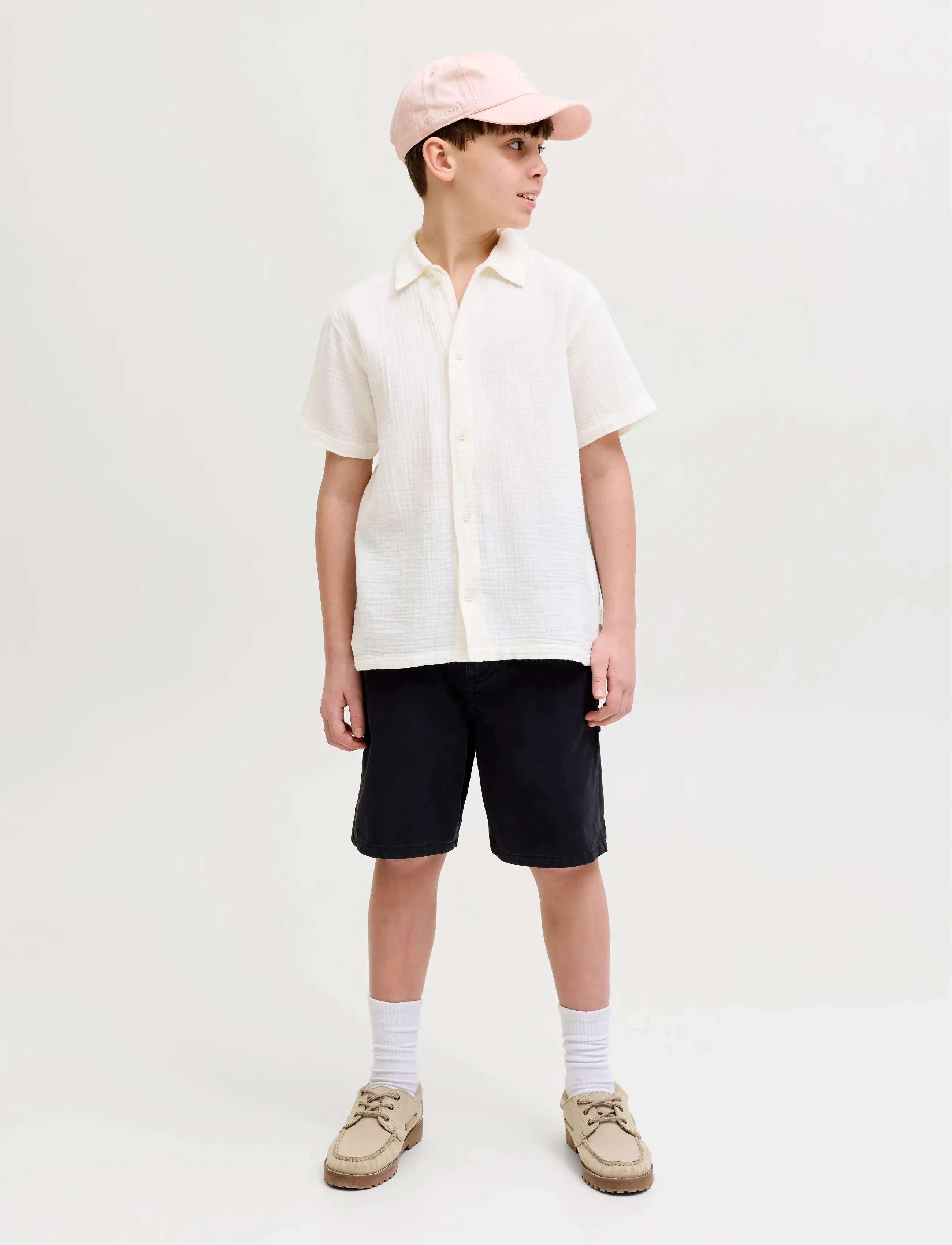 Jack & Jones - JORNANTUCKET DOUBLE CLOTH SHIRT SS JNR - kurzärmlige hemden - cloud dancer - 3